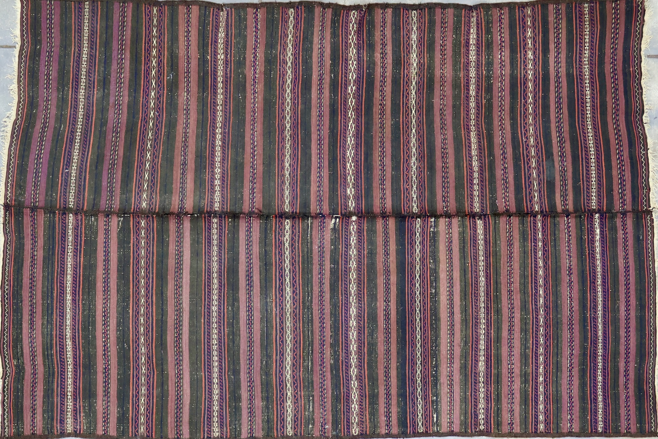 KK017 NEARLY-ANTIQUE 1930s AFGHAN BALUCH KILIM RUG 5' X 7'