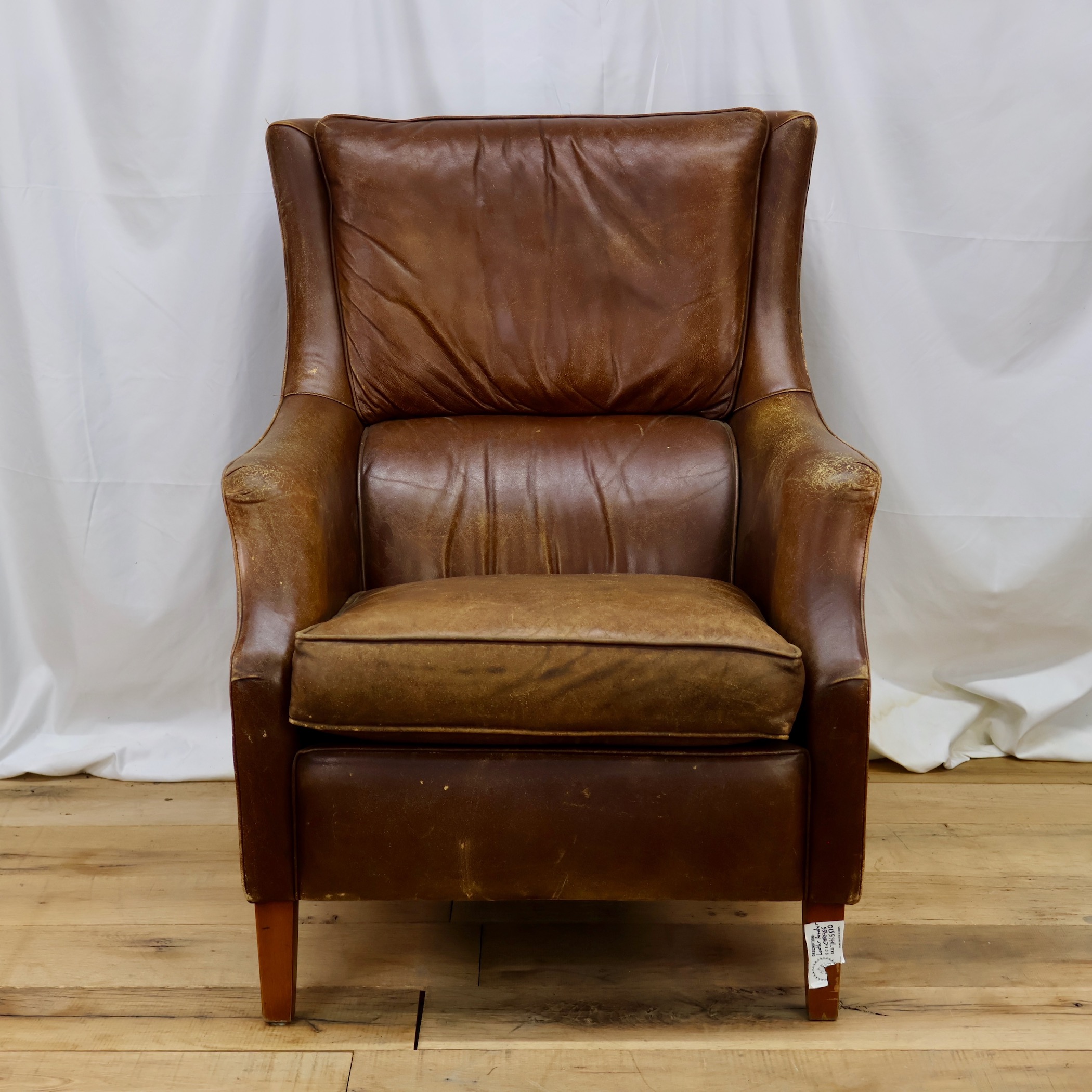 CHR465 HIGHBACK BROWN LEATHER ARMCHAIR