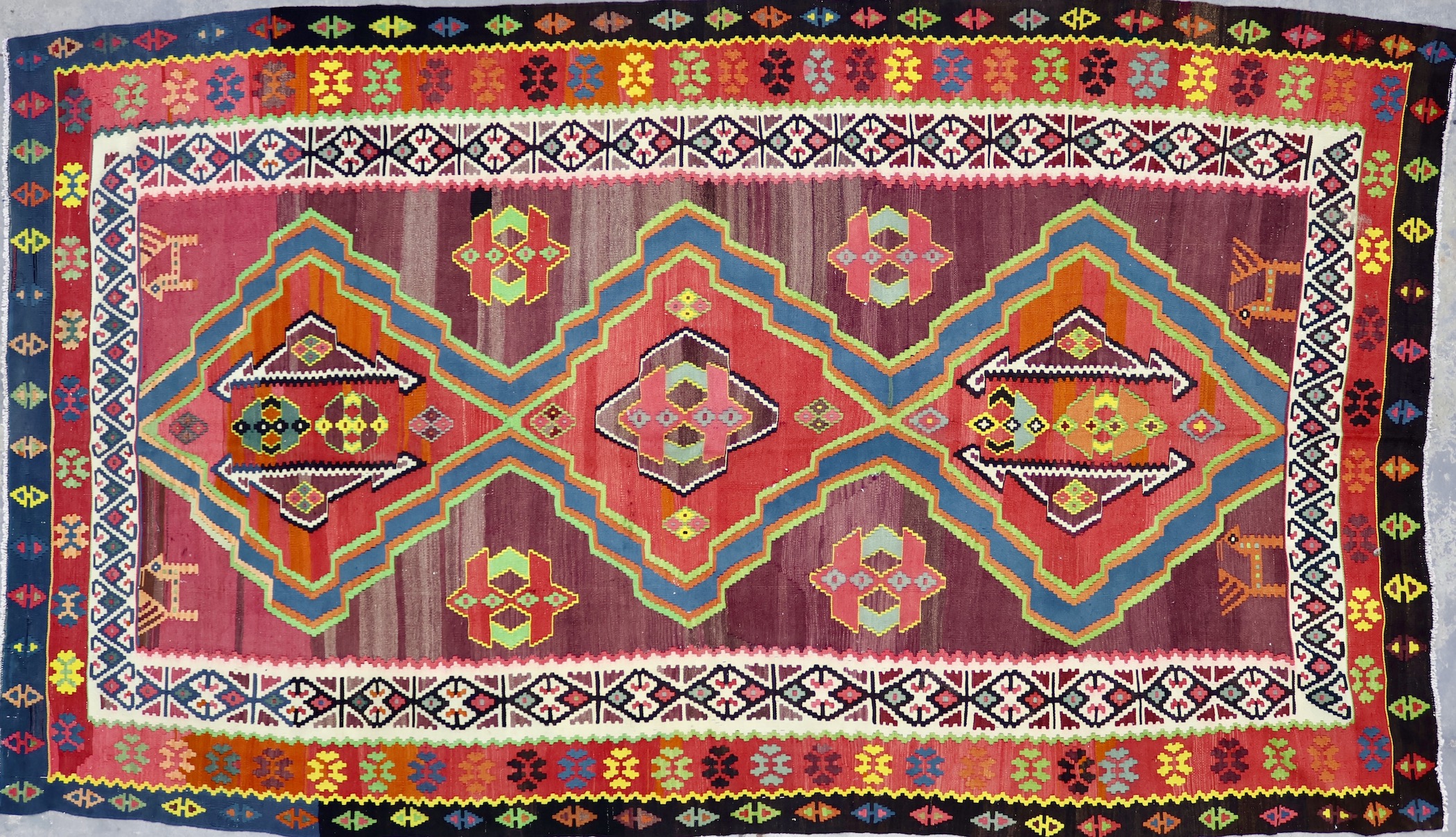 KL8626 VINTAGE AZERBAIJANI NAKCHIVAN KILIM RUG 8' X 13'9