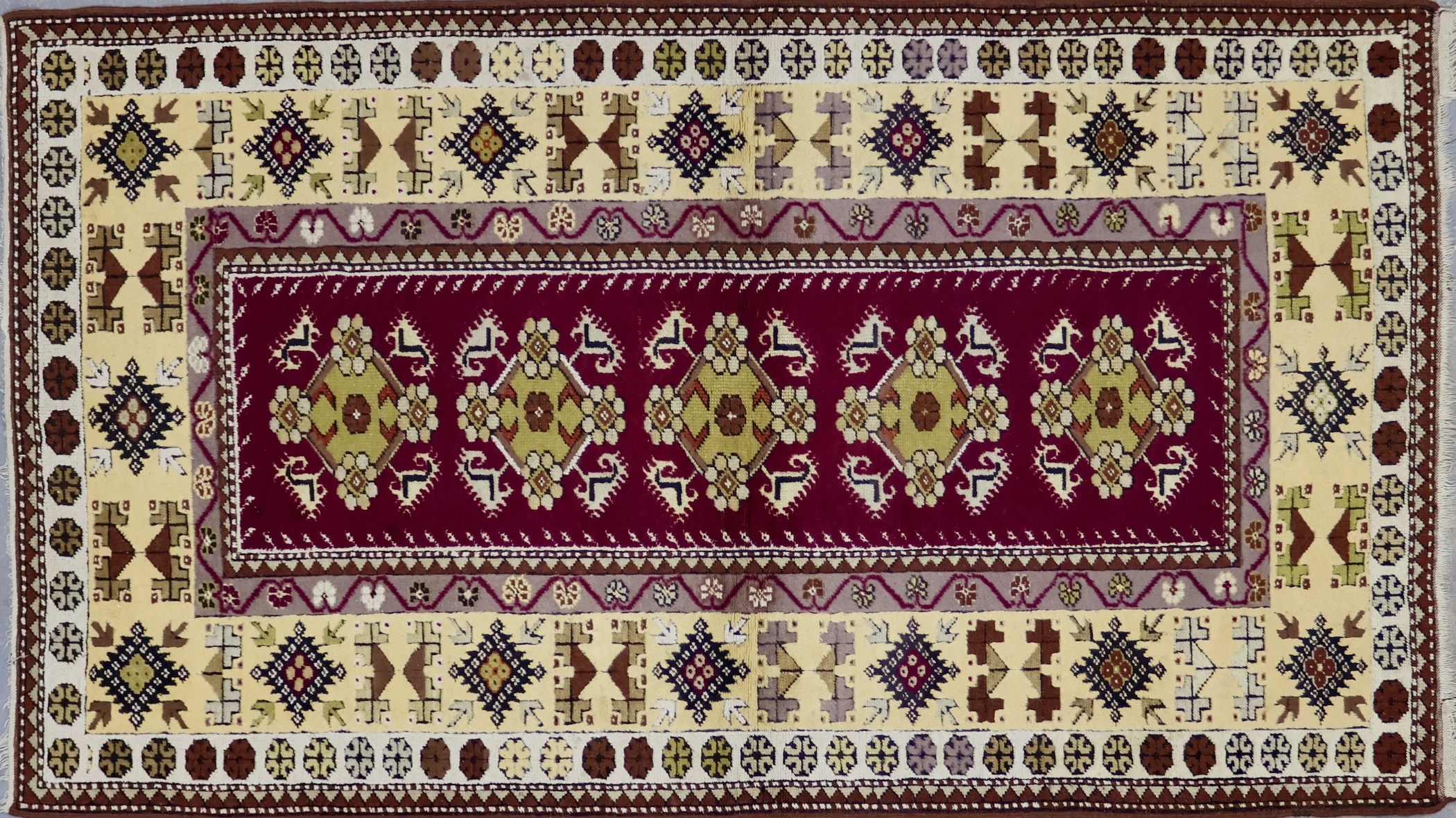 SH408 VINTAGE 1970s MILAS TURKISH RUG 3'9