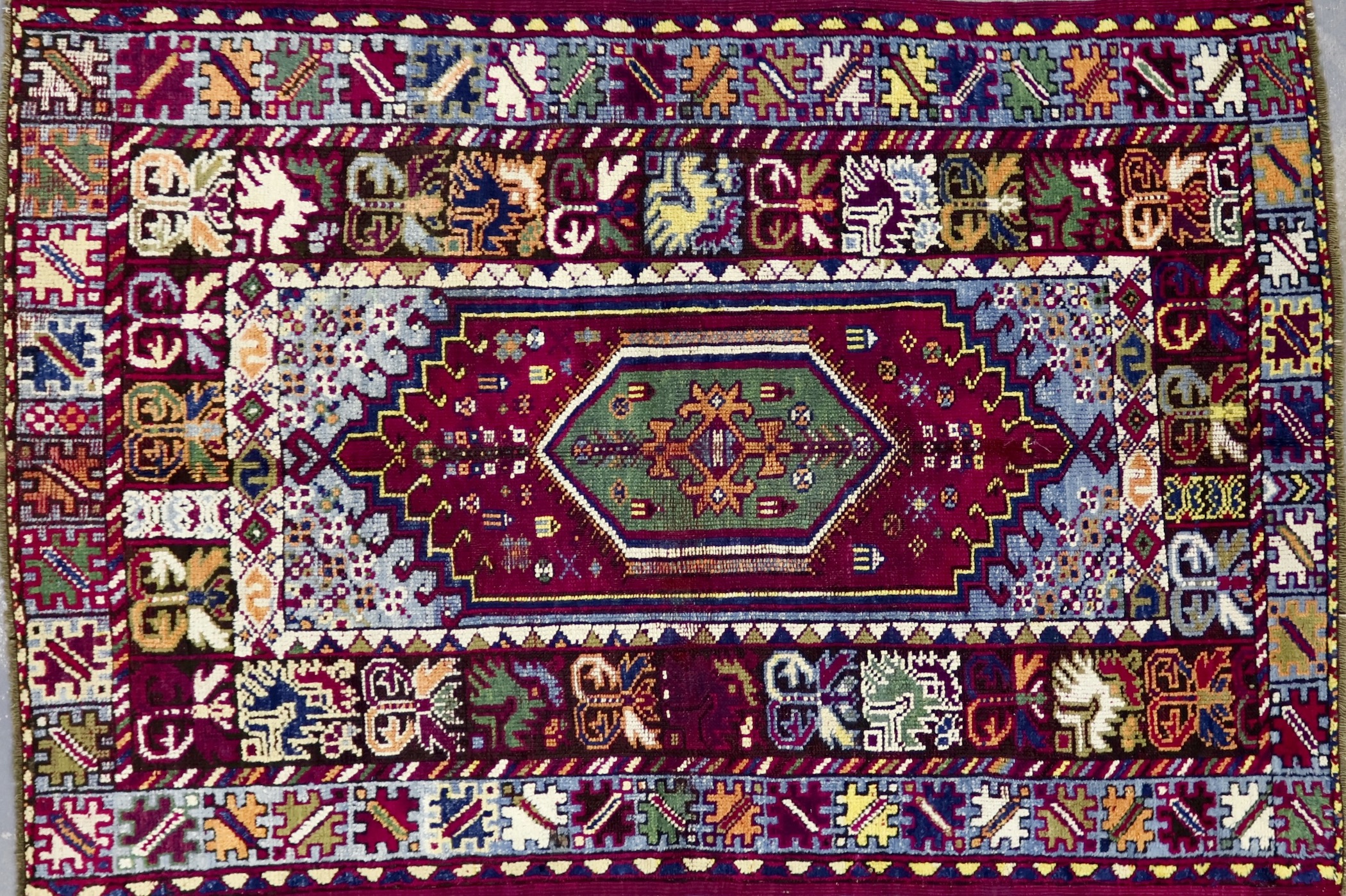 CR8116 VINTAGE 1940s WESTERN TURKISH RUG 4'3