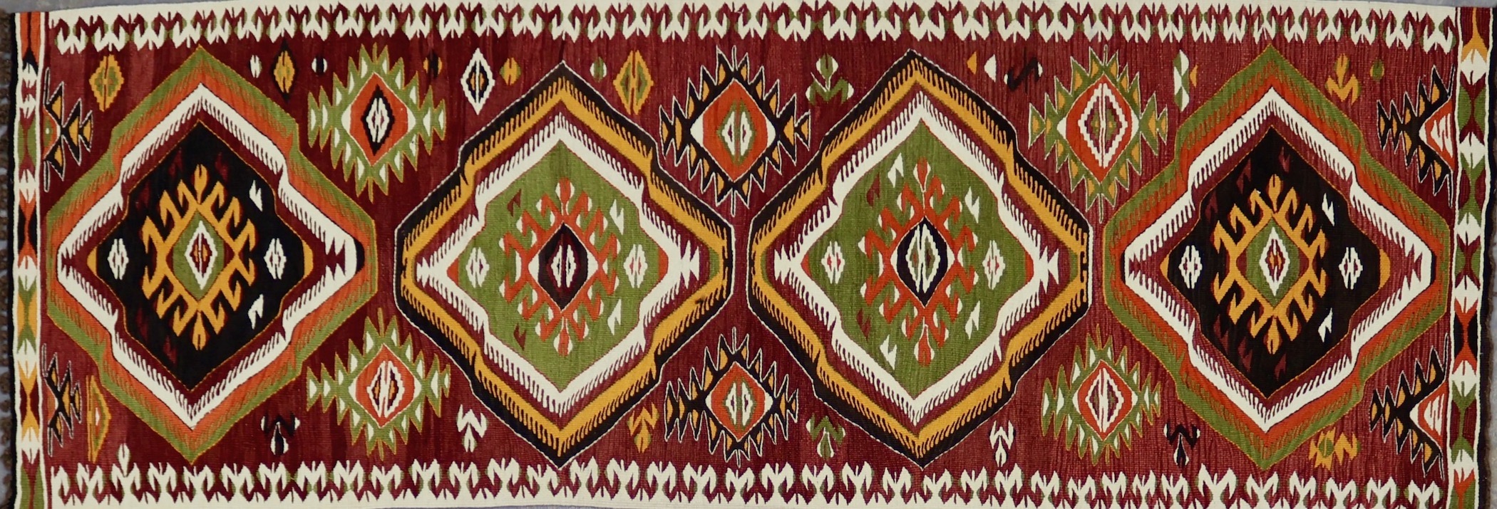KR402 VINTAGE 1990s TURKISH MUT KILIM RUNNER 3' X 9'