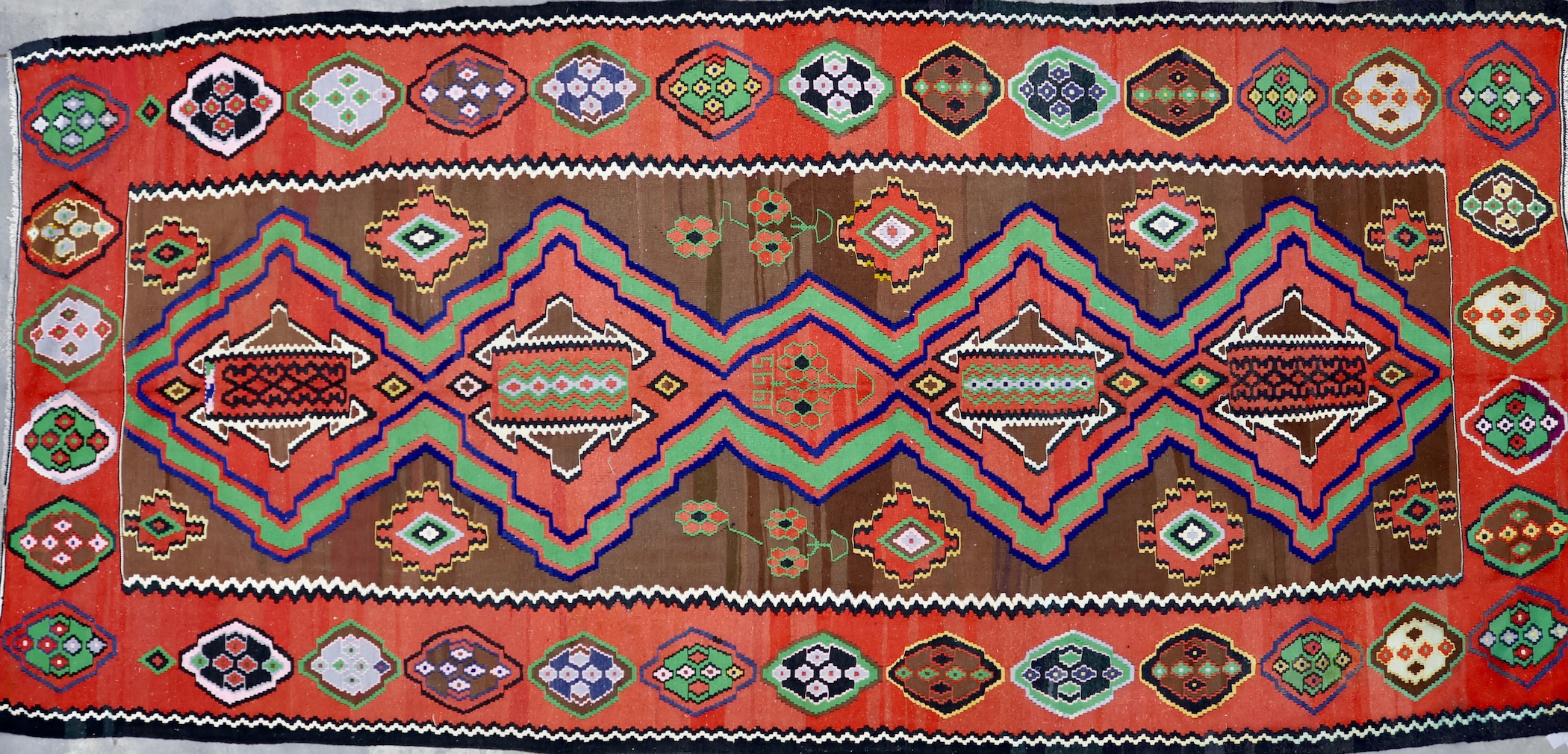 KL8439 VINTAGE AZERBAIJANI NAKCHIVAN KILIM RUG DATED 1995 7'8