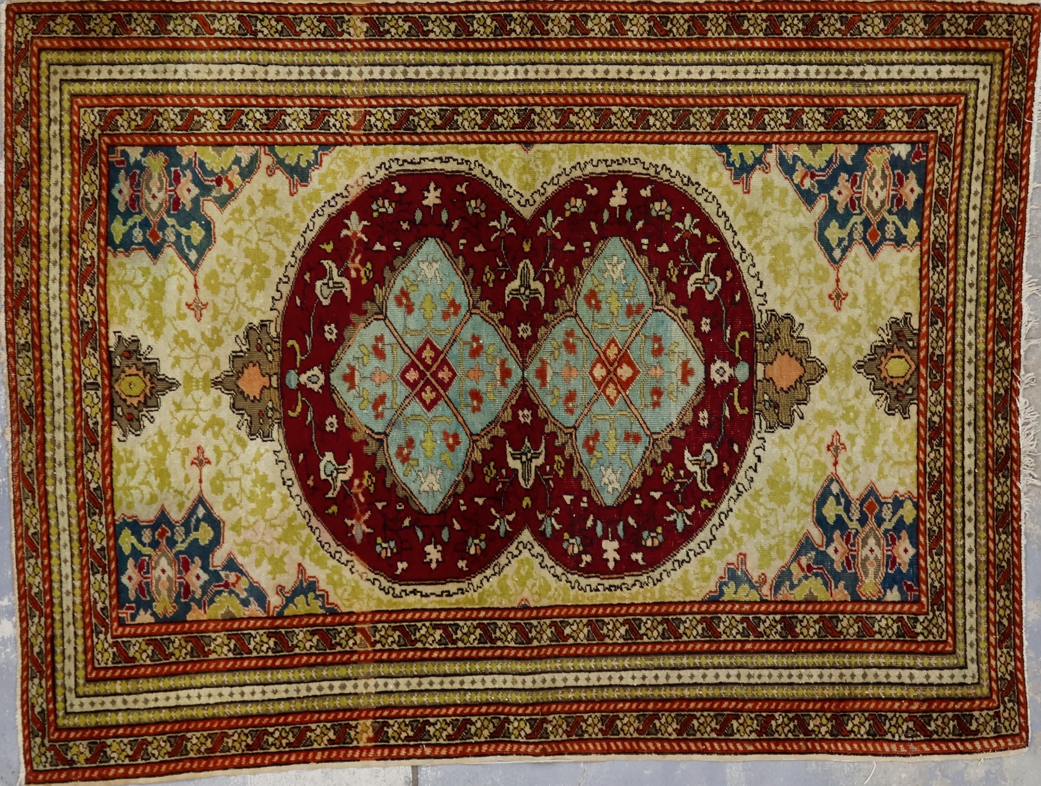 CR8211 VINTAGE 1940s TURKISH KONYA RUG 4'4