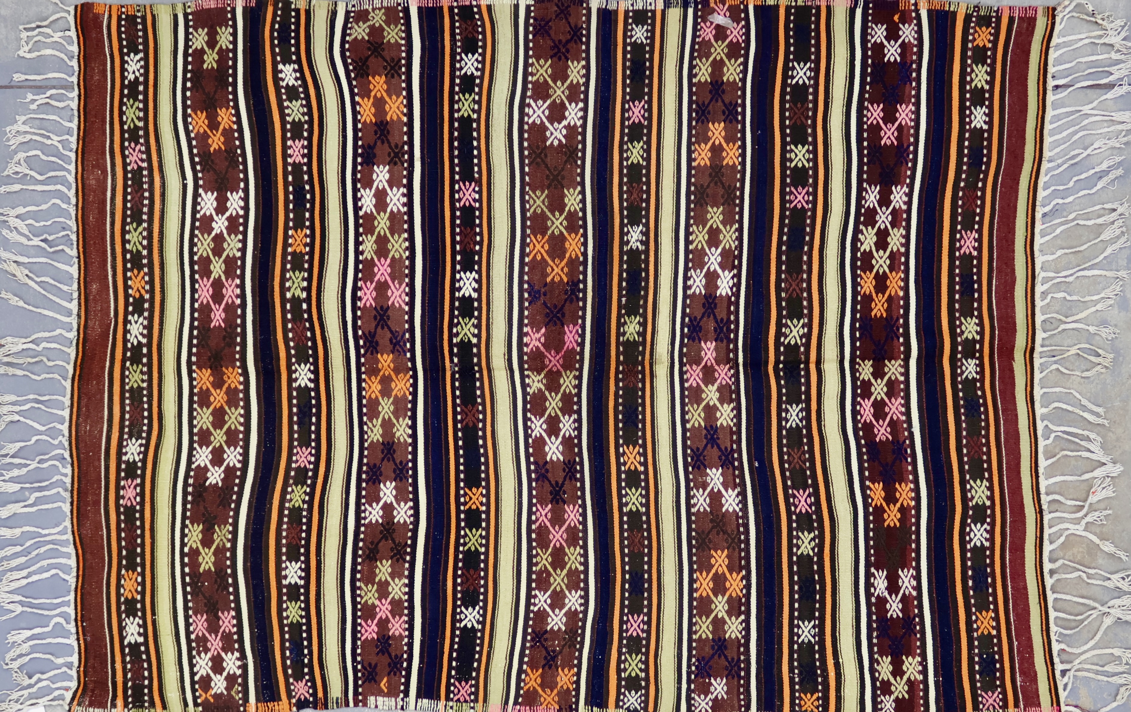 KK324 VINTAGE TURKISH BALIKESIR CICIM KILIM RUG 5' X 7'