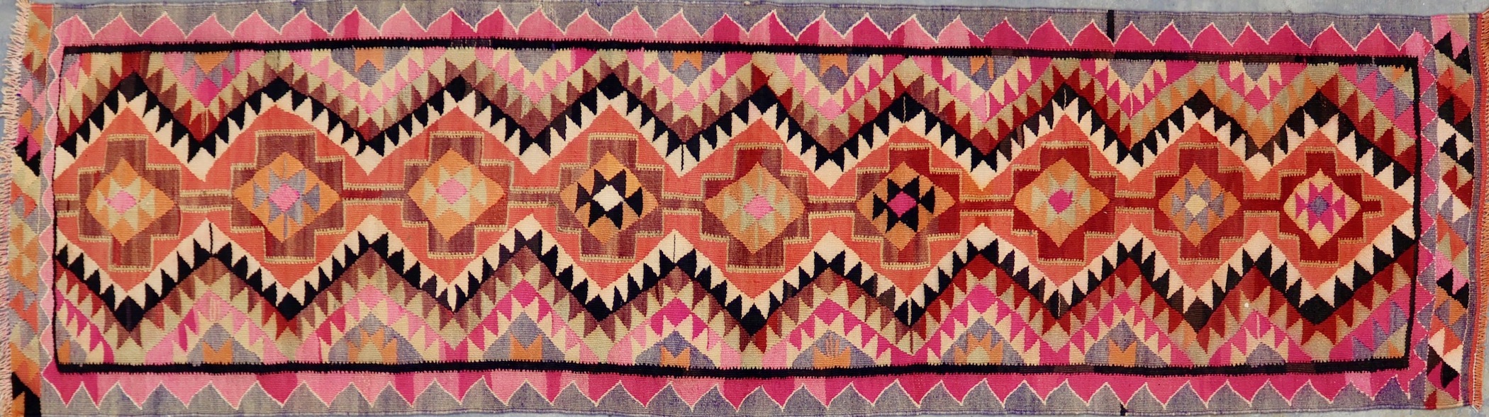 KL8174 VINTAGE 1950s KURDISH HERKI KILIM RUNNER 3'3