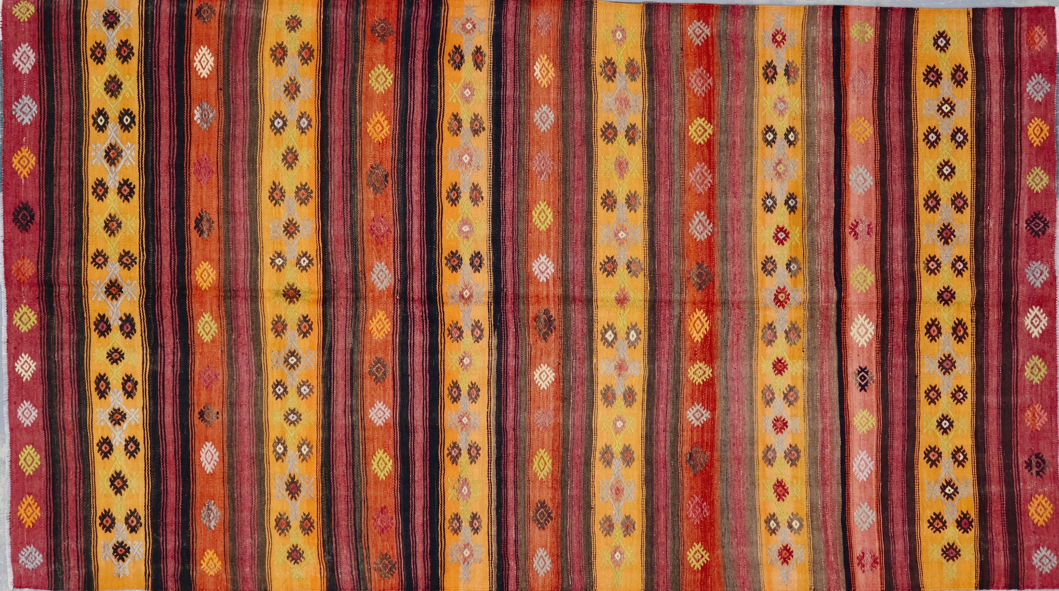 TK1799 VINTAGE 1990s TURKISH SIVAS CICIM KILIM RUG 5'10