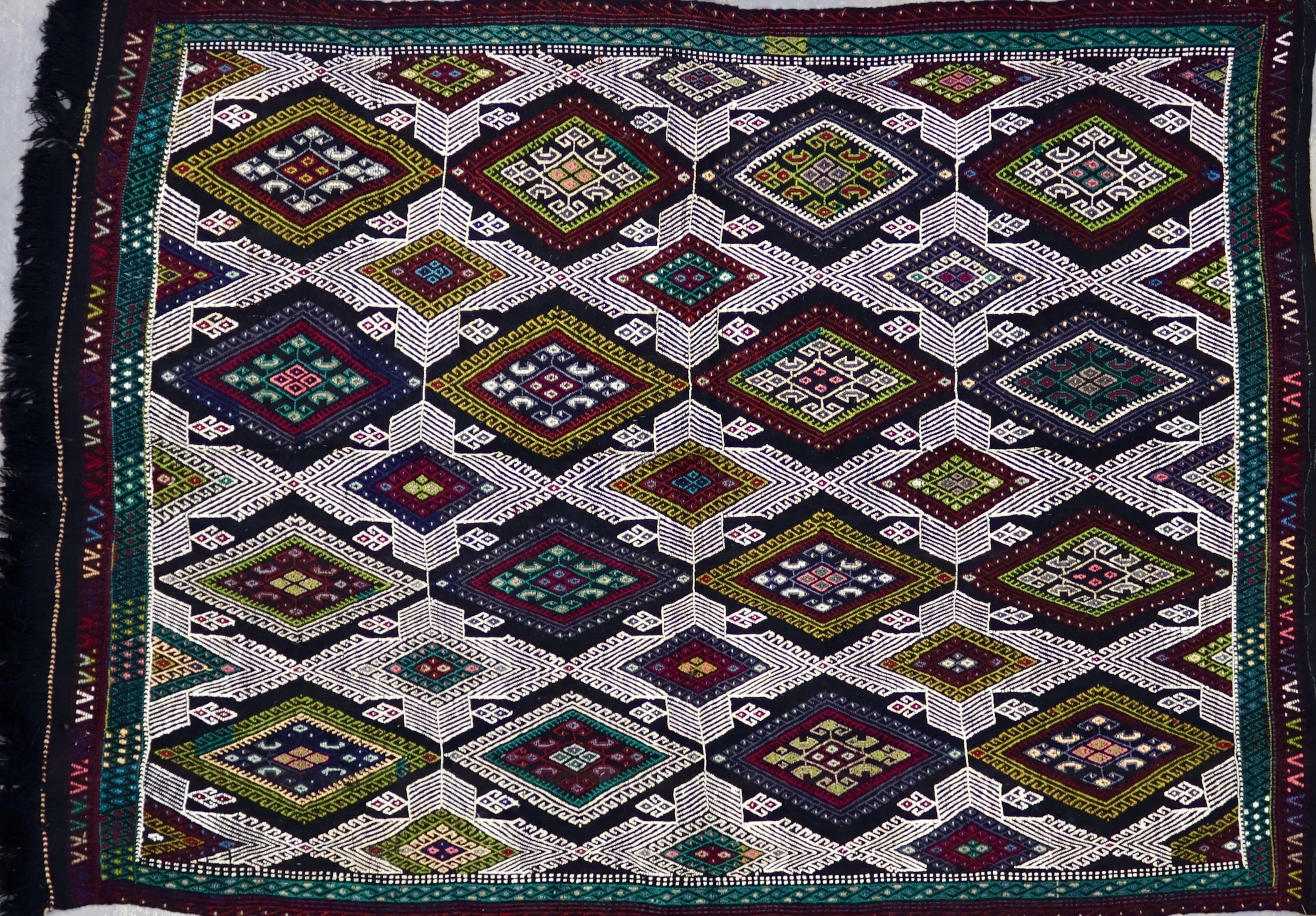 KL8241 VINTAGE 1960s TURKISH OBRUK CICIM KILIM RUG 4'10