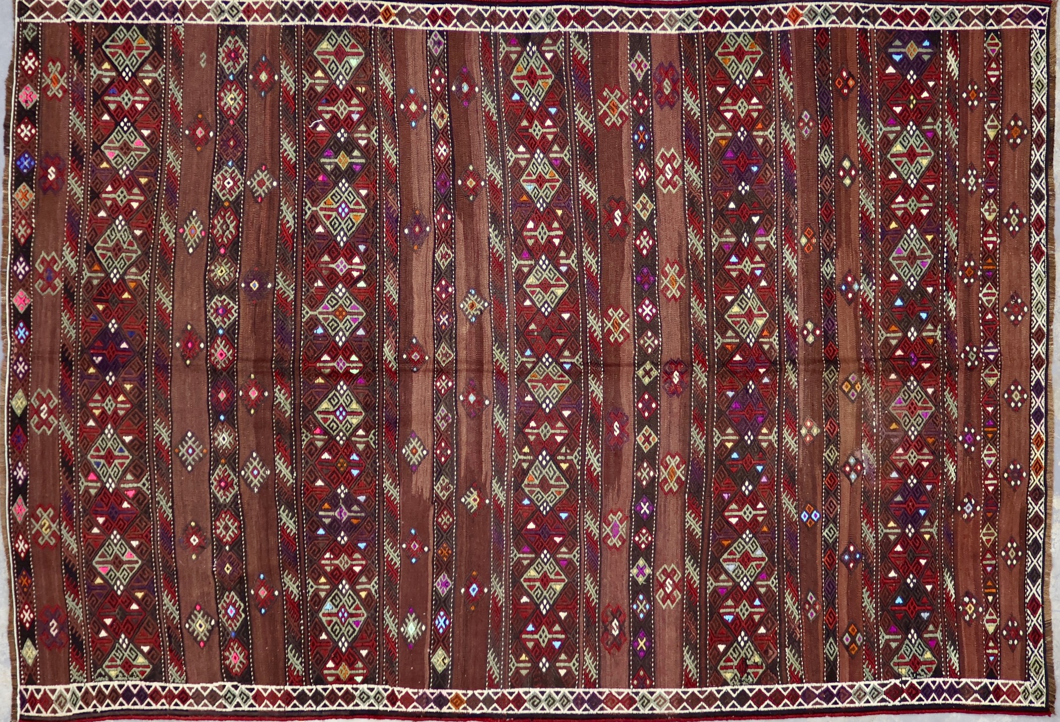 KL8029 VINTAGE 1950s TURKISH CICIM KILIM RUG 6'2
