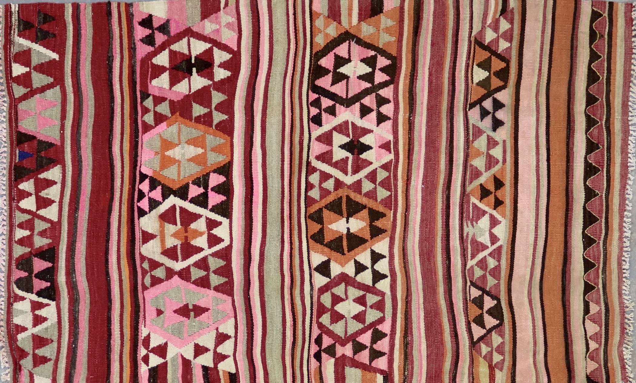 KL5439 VINTAGE 1990s TURKISH FETHIYE KILIM RUG 3'4