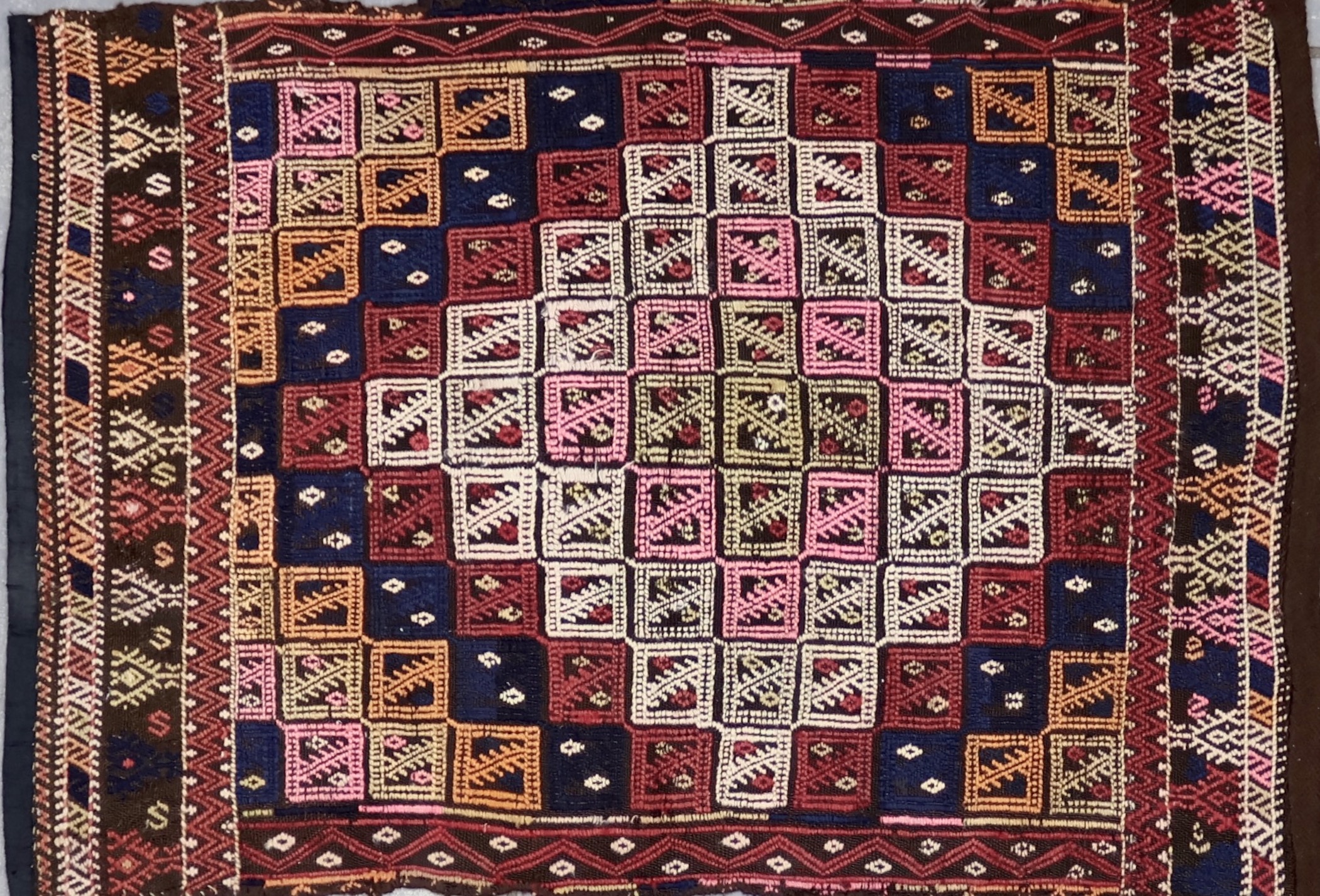 SK144 VINTAGE 1980s KONYA CICIM KILIM RUG 3'4