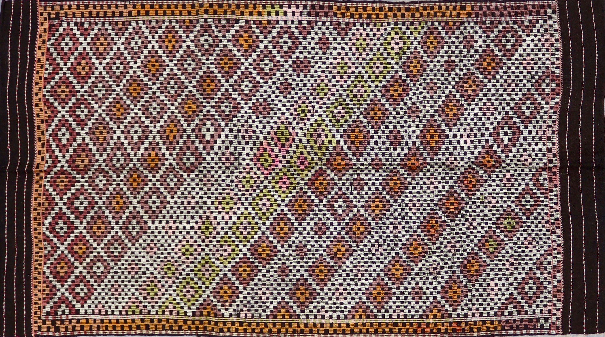 TK830 VINTAGE 1960s TURKISH KONYA ZILI KILIM RUG  5'8