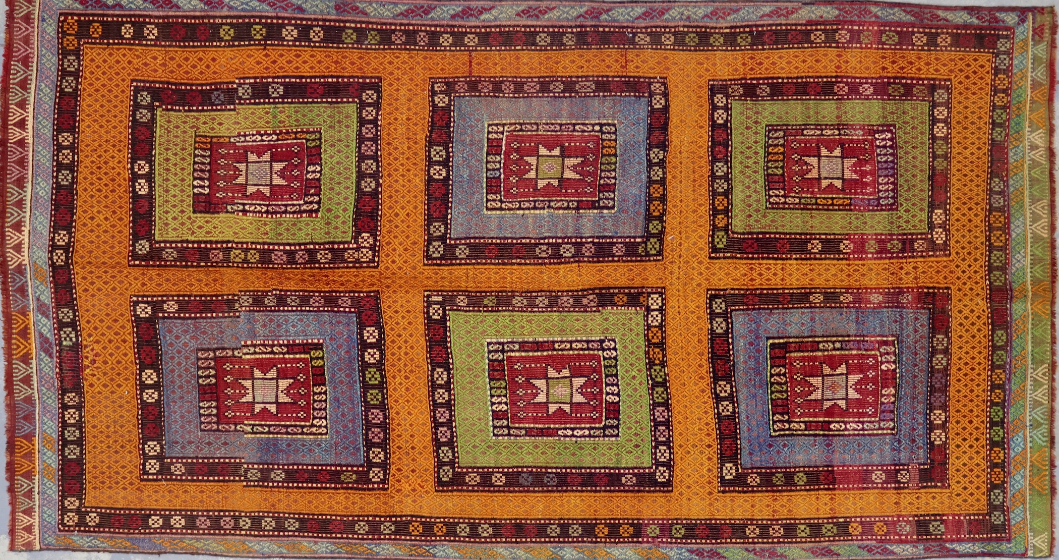 KL8039 VINTAGE TURKISH HELVACI KILIM RUG 5' X 9'5