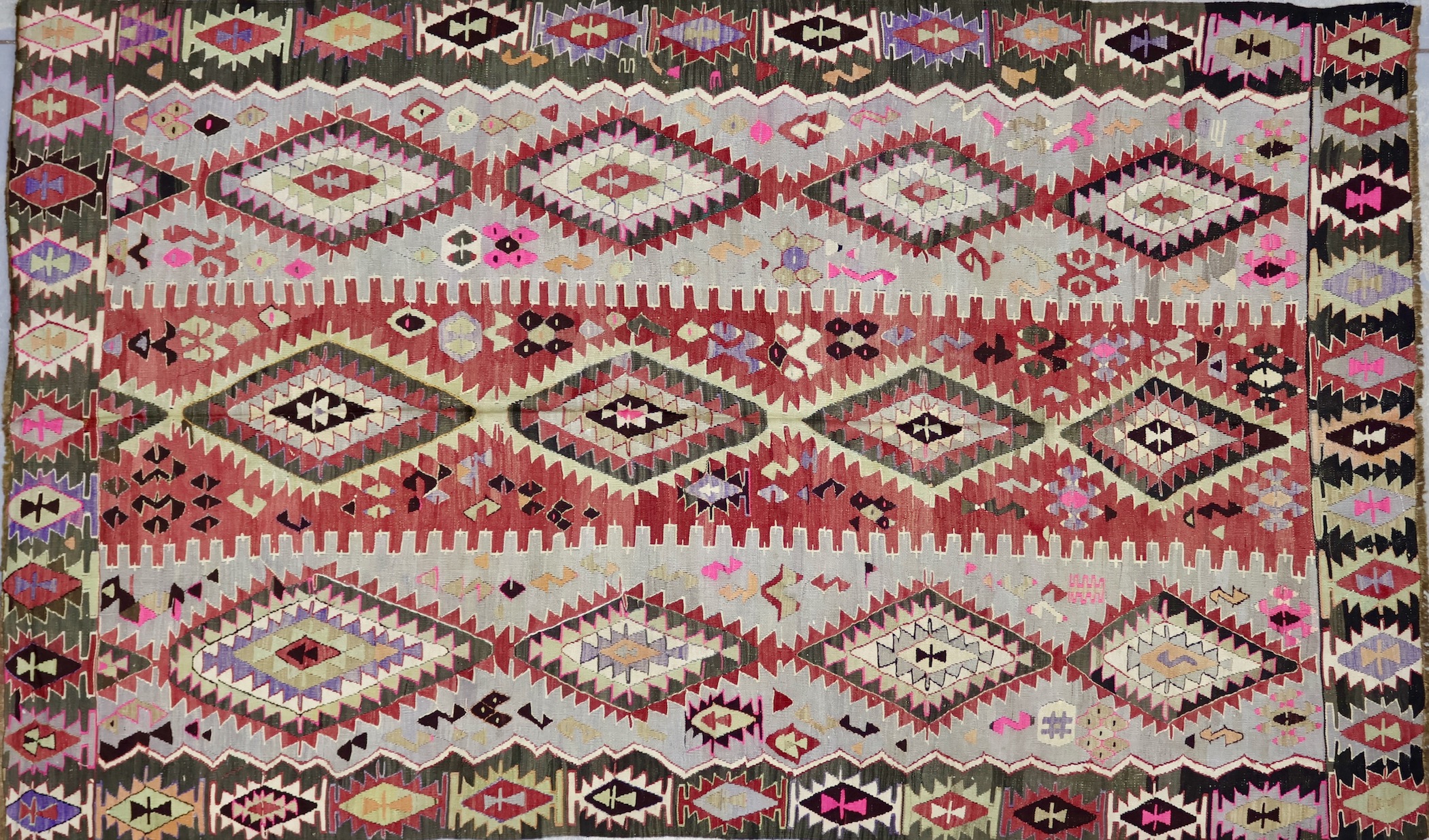 KL4016 VINTAGE 1970s TURKISH ESME KILIM RUG 5'6