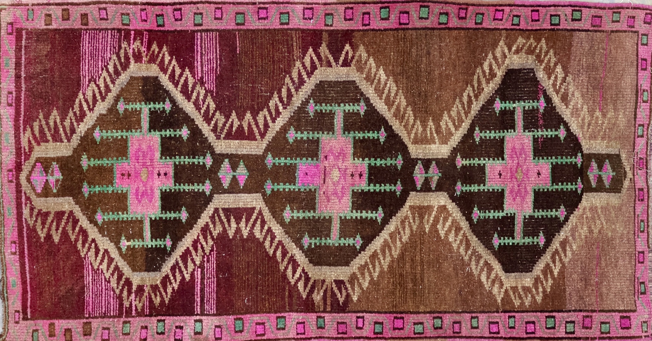 CR7142 VINTAGE 1970s KURDISH PERSIAN RUG 3'9