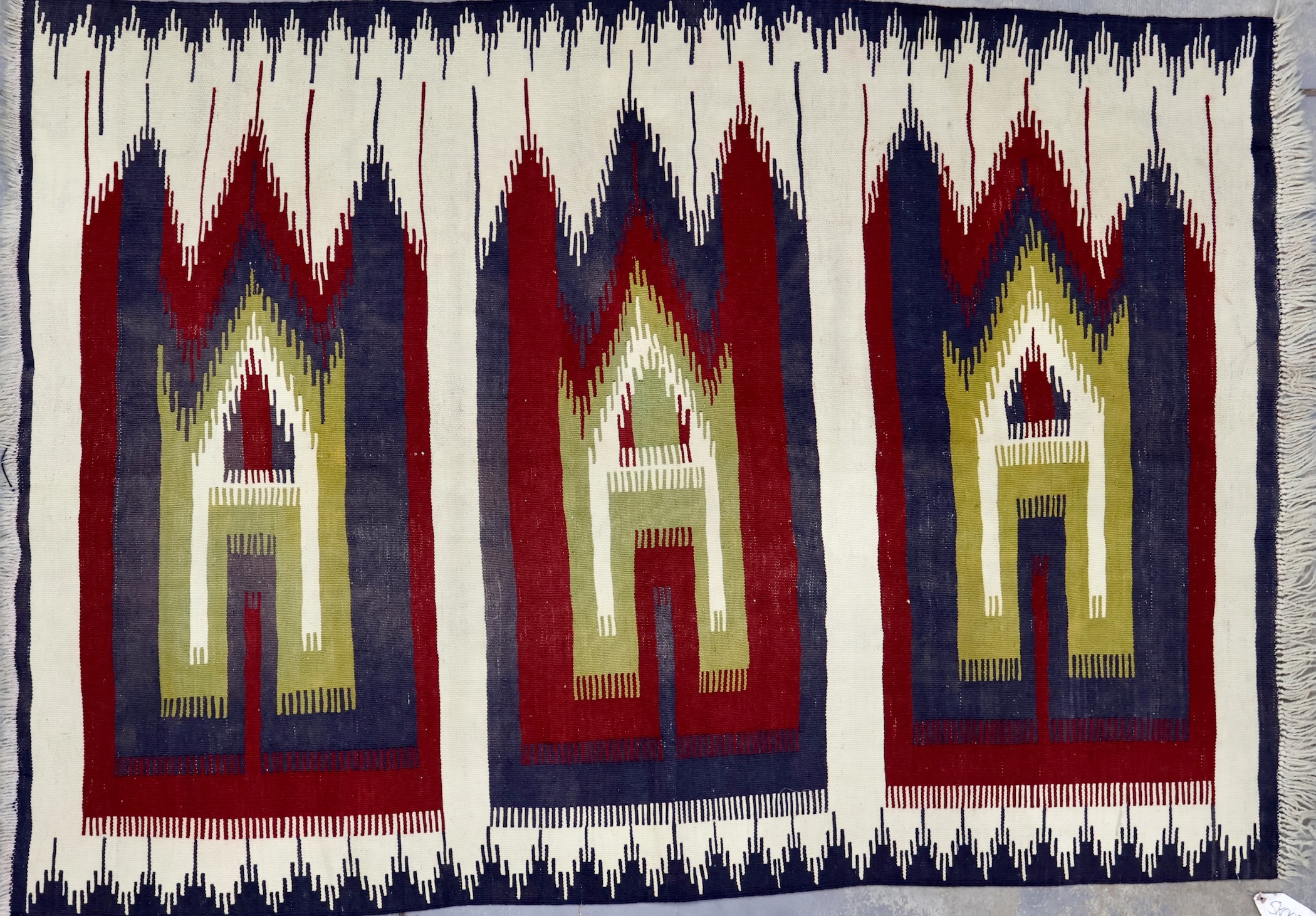 SK007 VINTAGE 1980s TURKISH KARAPINAR SAF KILIM RUG 4'3