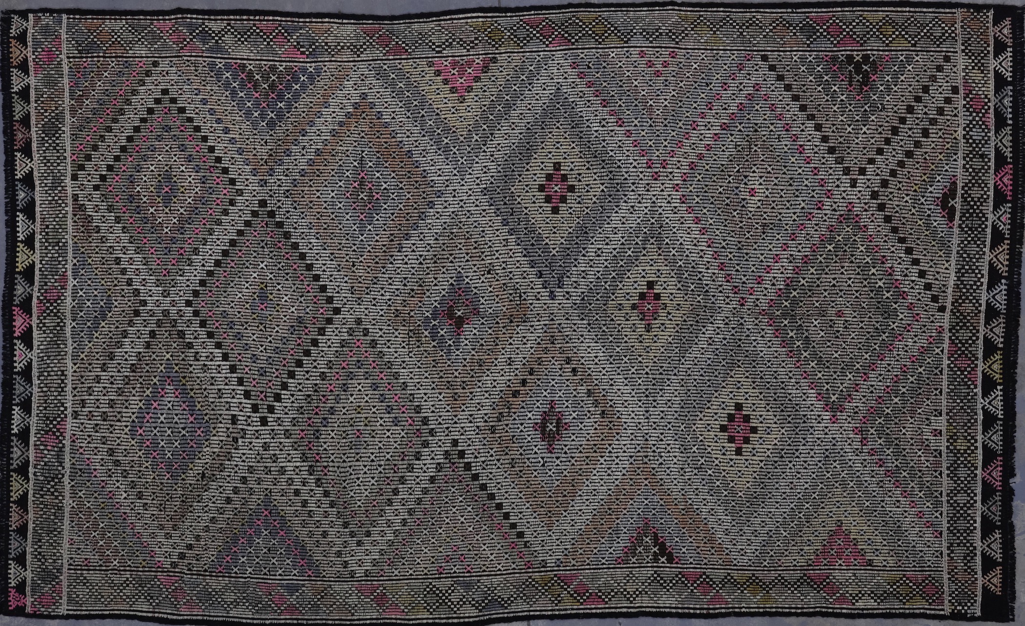 CR7977 VINTAGE TURKISH KONYA ZILI KILIM RUG 6'4
