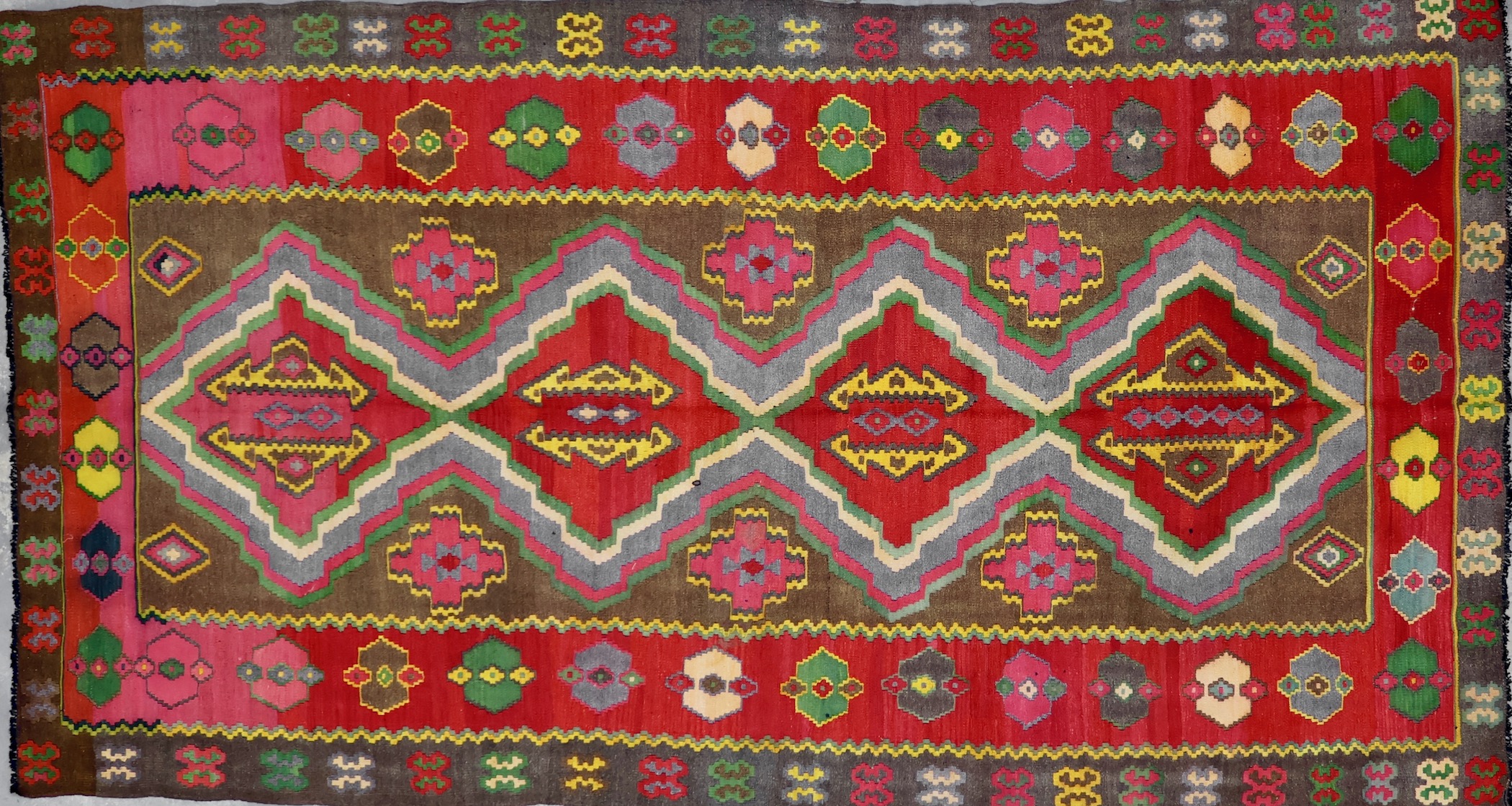 KL8450 VINTAGE AZERBAIJANI NAKCHIVAN KILIM RUG 6'6