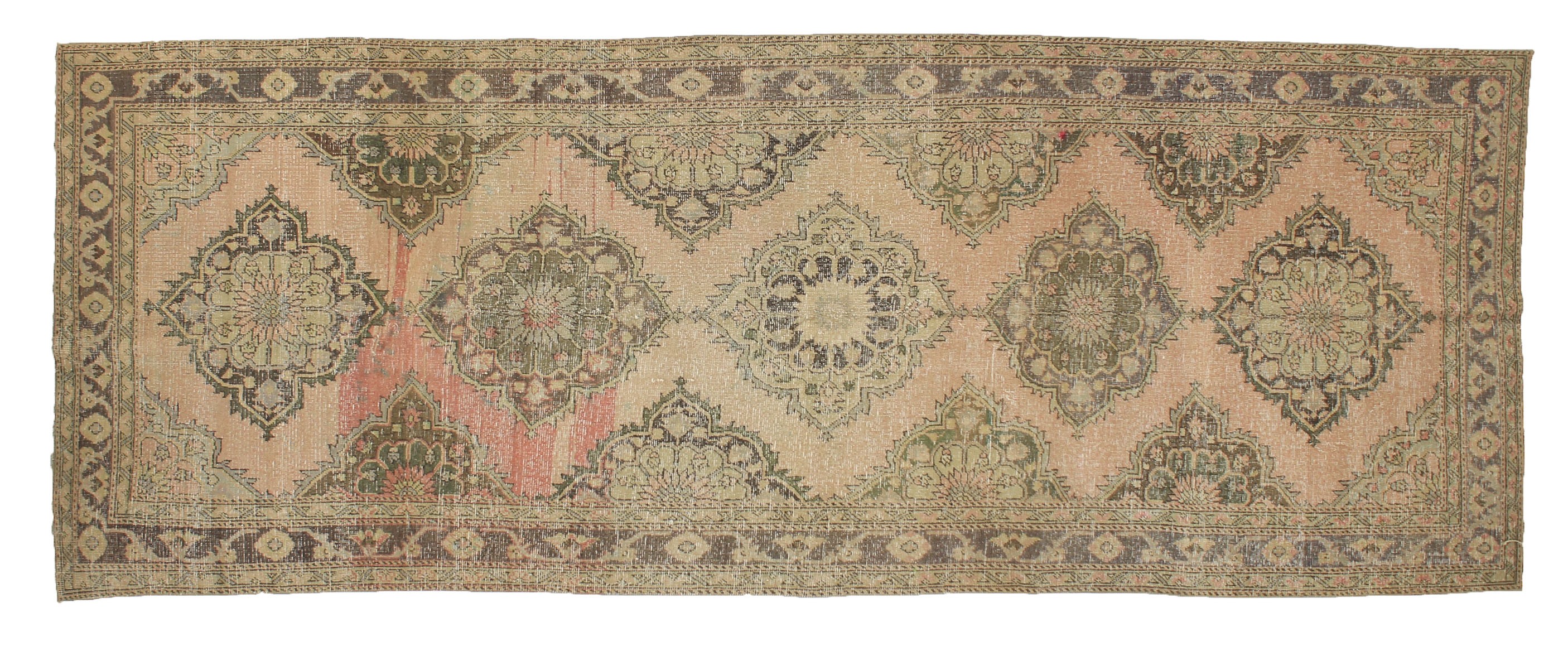 OD 1959 ANTIQUE WASH VINTAGE RUG  4.7 X 12.5