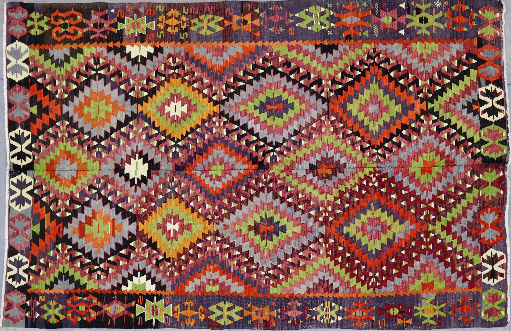 KL4811 VINTAGE 1990s TURKISH ESME KILIM RUG 6'3