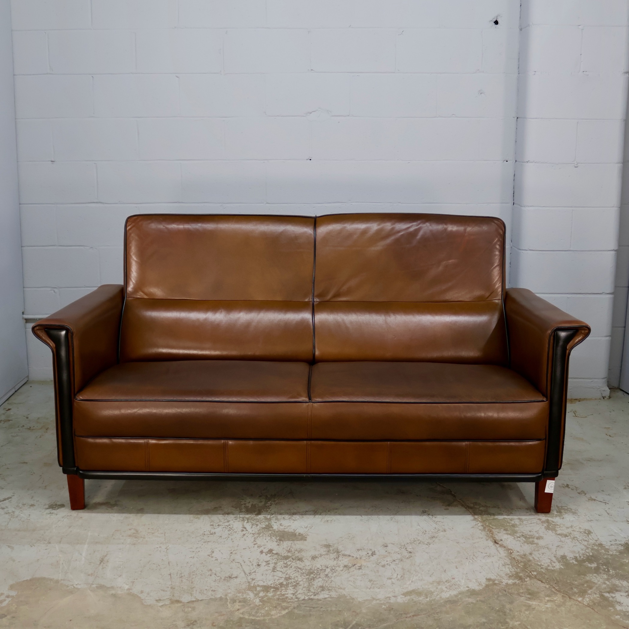 SOF13 ART DECO REVIVAL LEATHER LOVESEAT