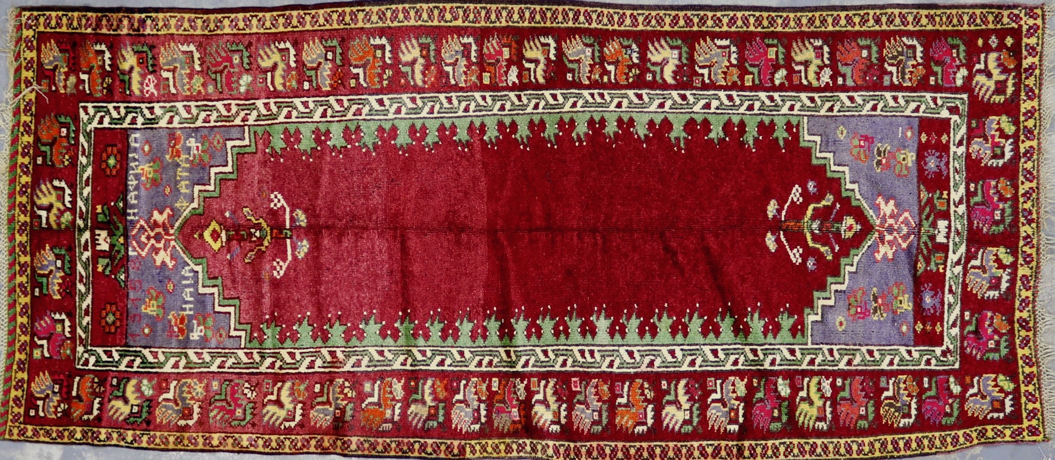 HR65 ANTIQUE KURDISH HERKI RUNNER 4' X 9'2