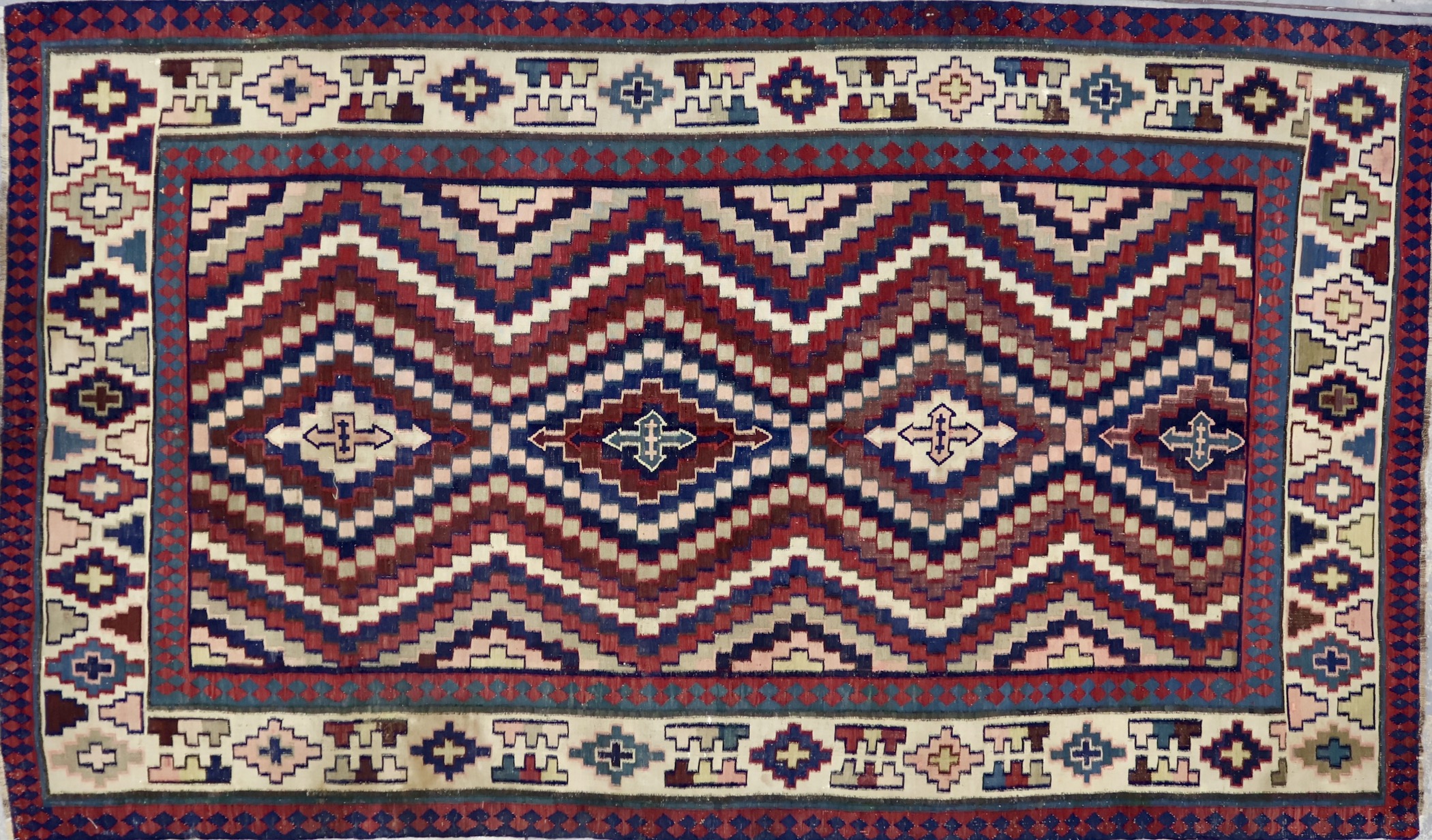KK316 ANTIQUE 1900s CAUCASIAN SHIRVAN KILIM RUG 5'8