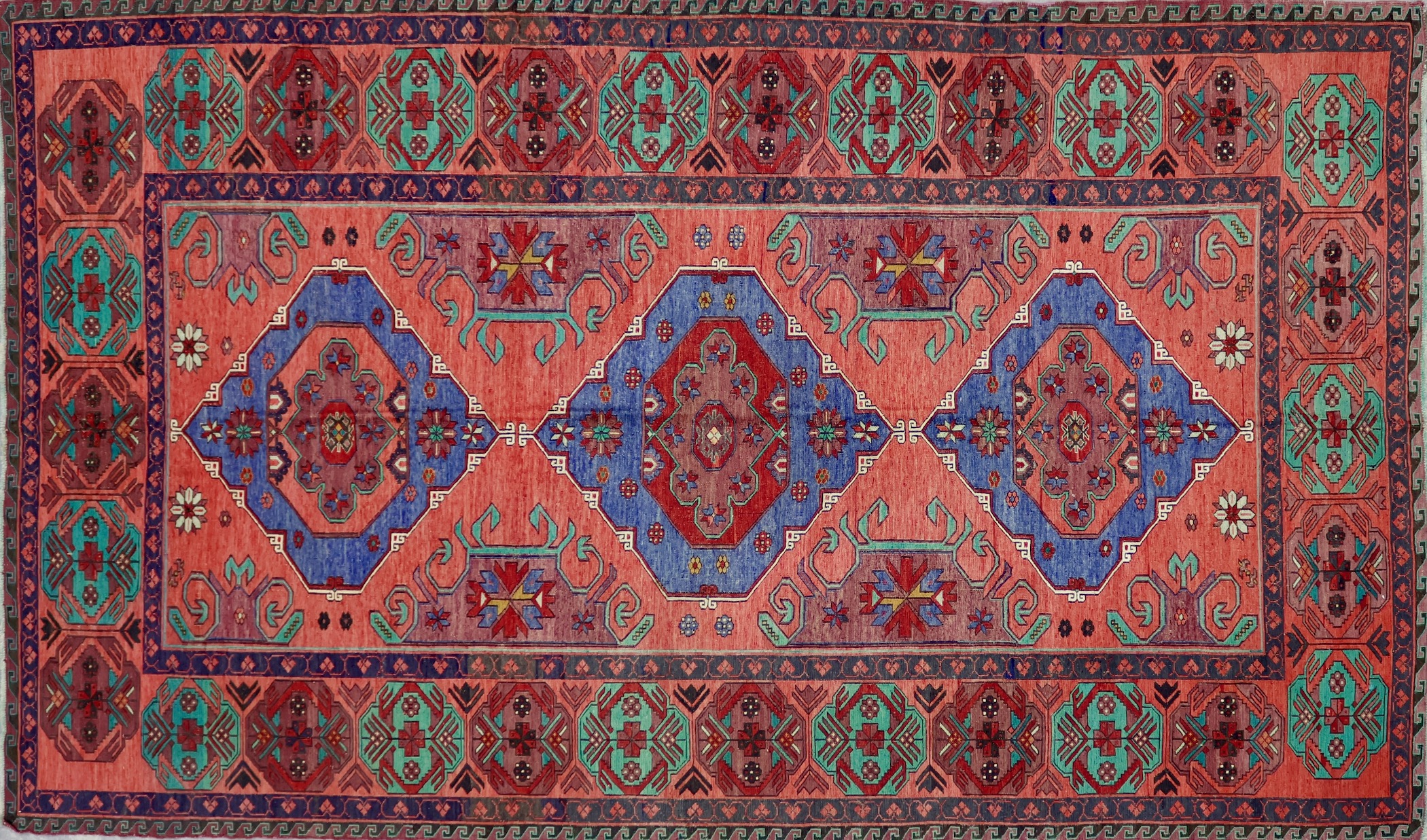CR8489 VINTAGE 1970s CAUCASIAN SUMAK RUG 6'9