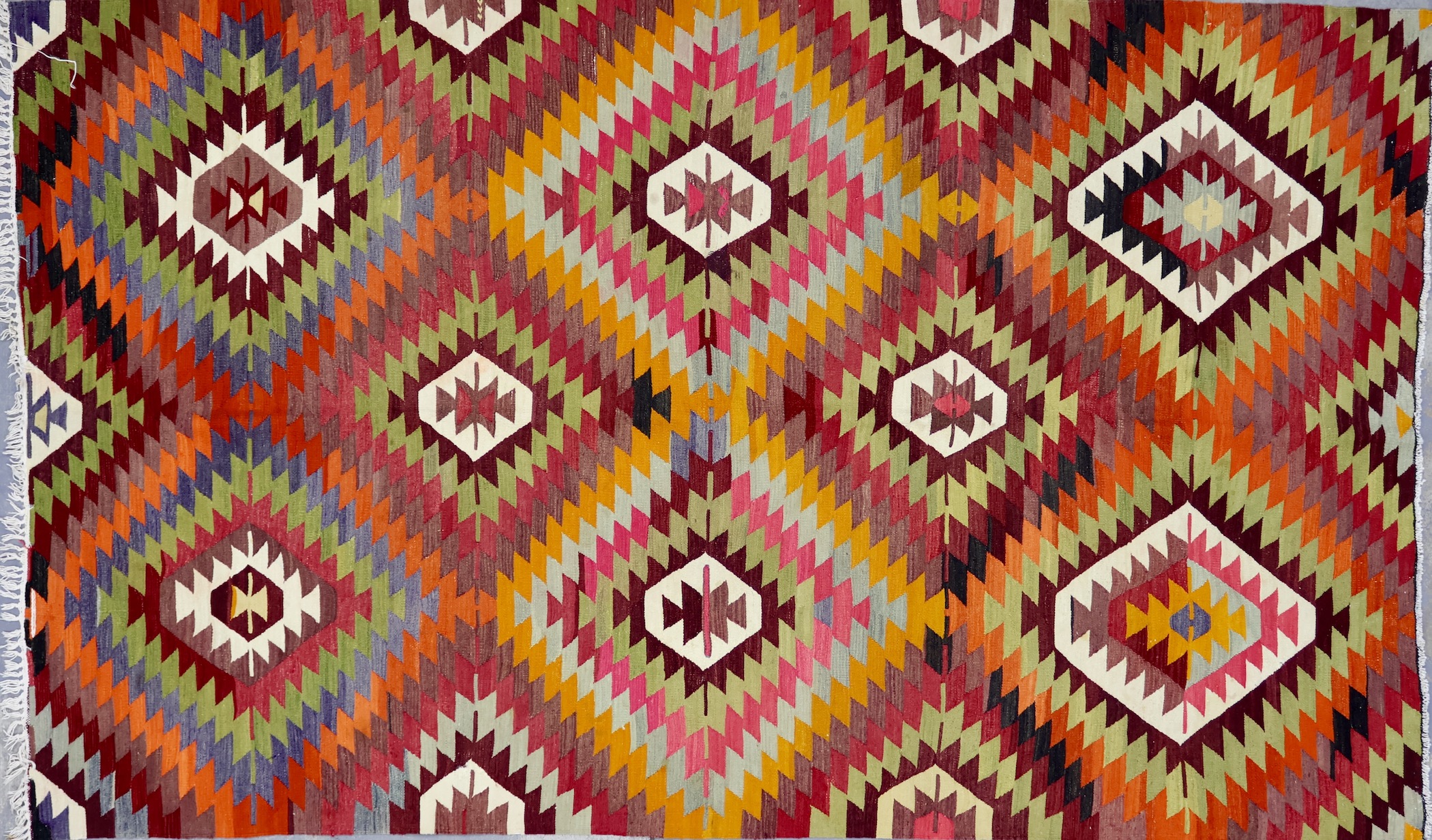 KL4756 VINTAGE 1960s TURKISH KONYA KILIM RUG 5'11