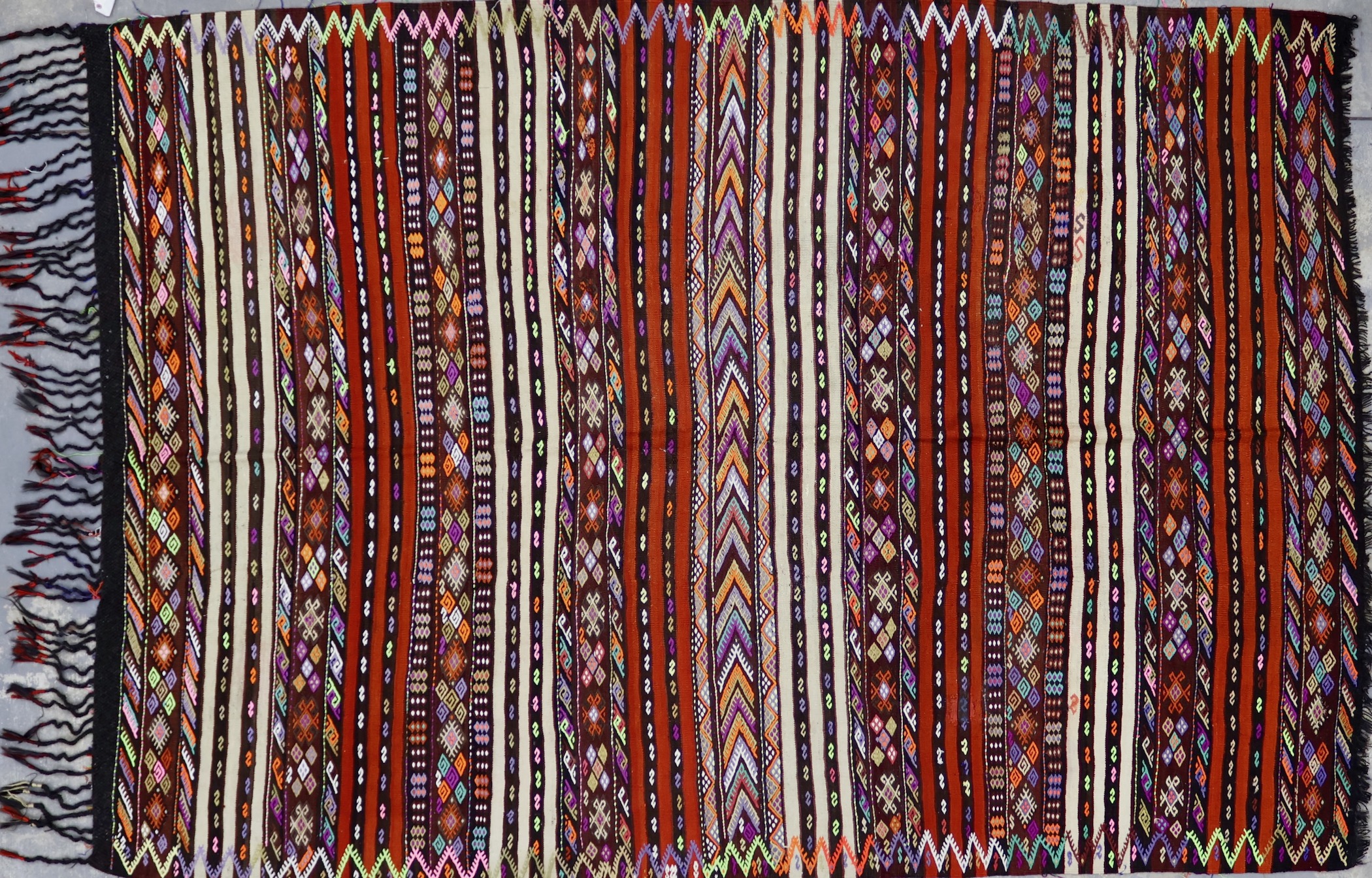 KL8031 VINTAGE 1970s TURKISH ANTEP CICIM KILIM RUG 7' X 10'3