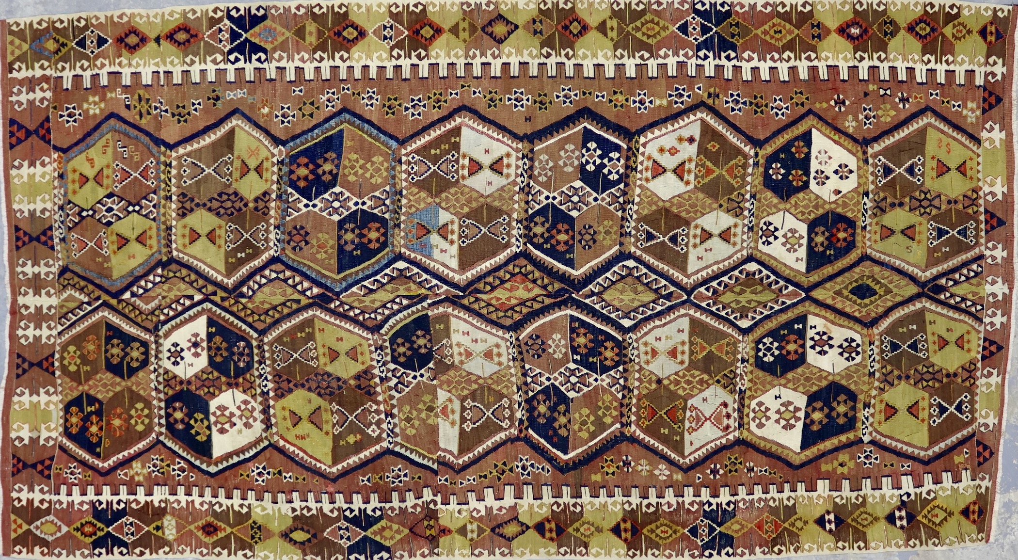 KL3831 VINTAGE 1960s KURDISH MALATYA KILIM RUG 5'5