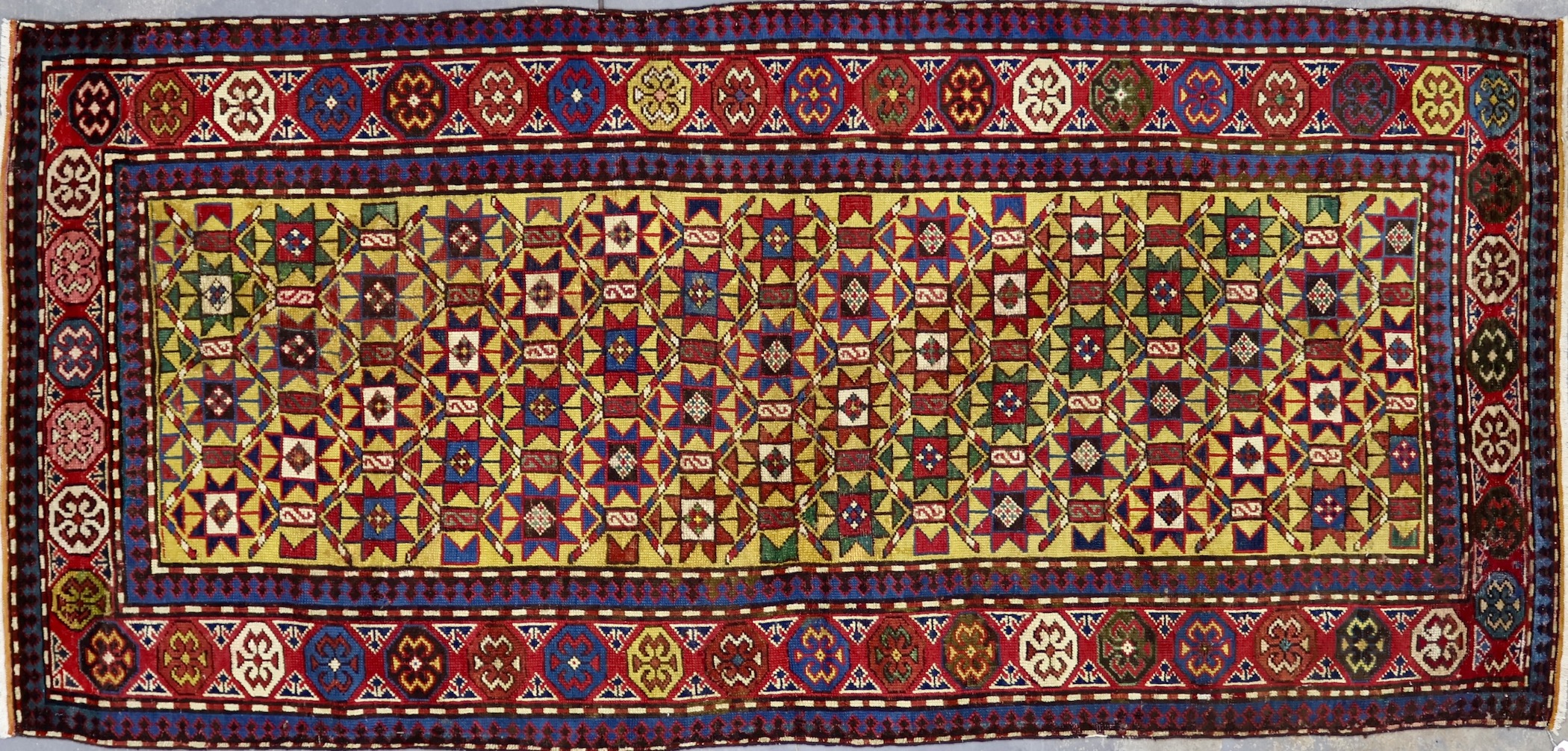 CR8119 ANTIQUE 1900s CAUCASIAN SHIRVAN RUNNER 3'7