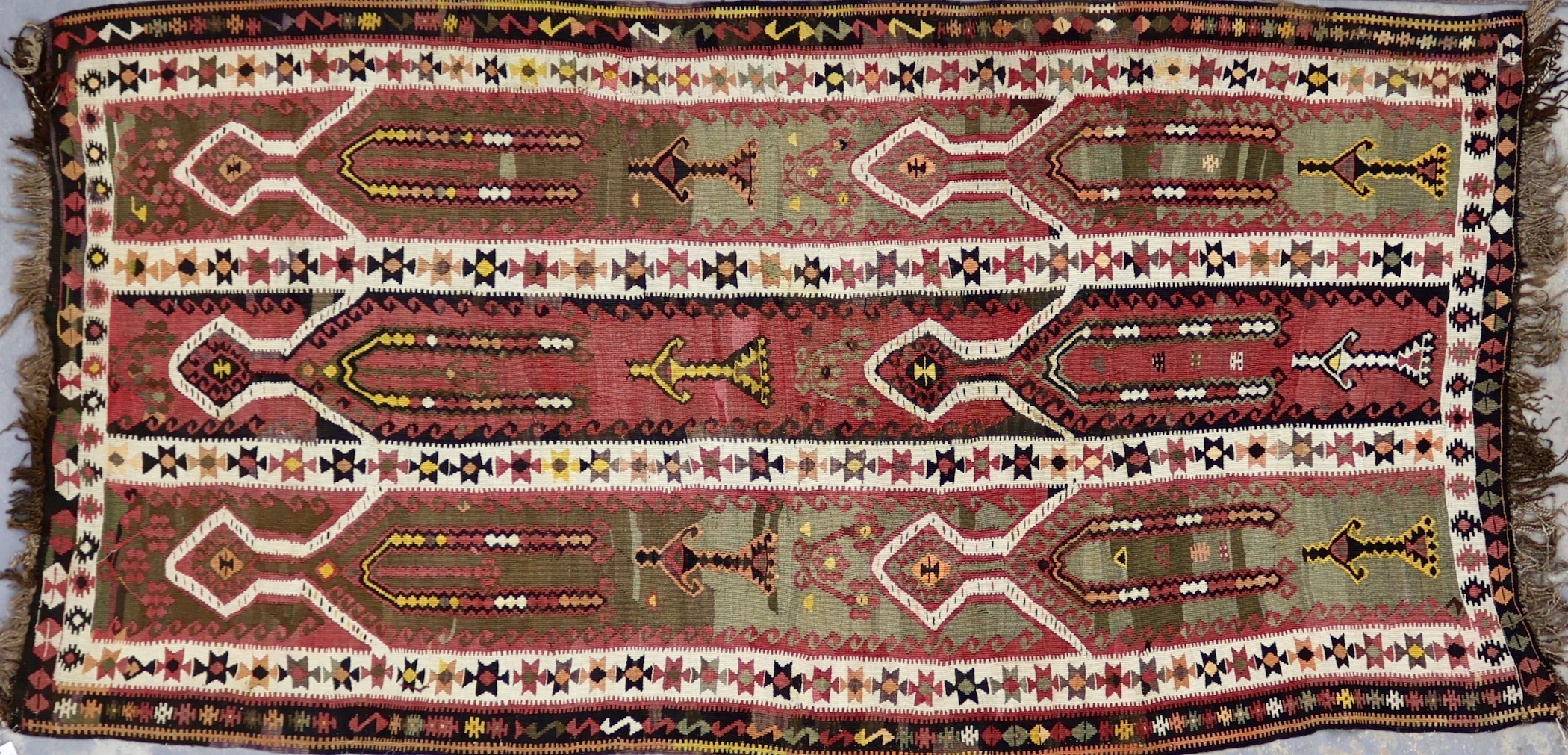 KL8585 VINTAGE 1930s TURKISH KARS SAF KILIM RUG 4'4