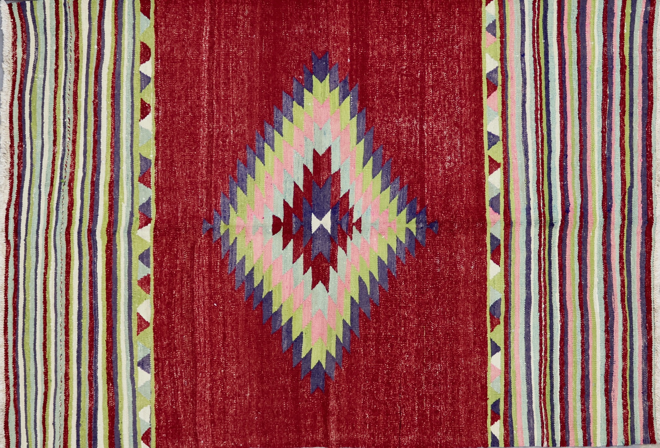 KL2783 VINTAGE 1980s TURKISH FETHIYE KILIM RUG 5'3