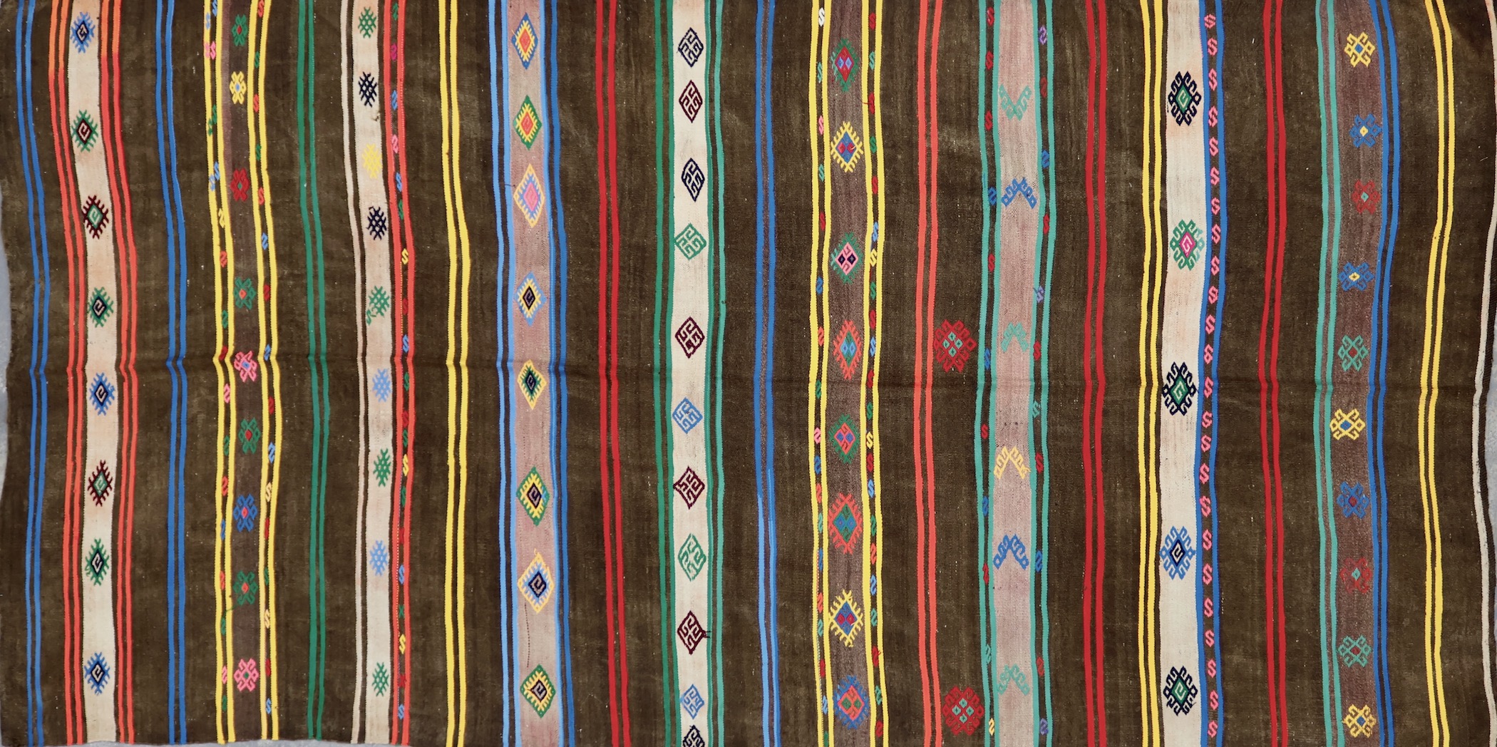 KL3476 VINTAGE 1970s TURKISH KONYA CICIM KILIM 6'6