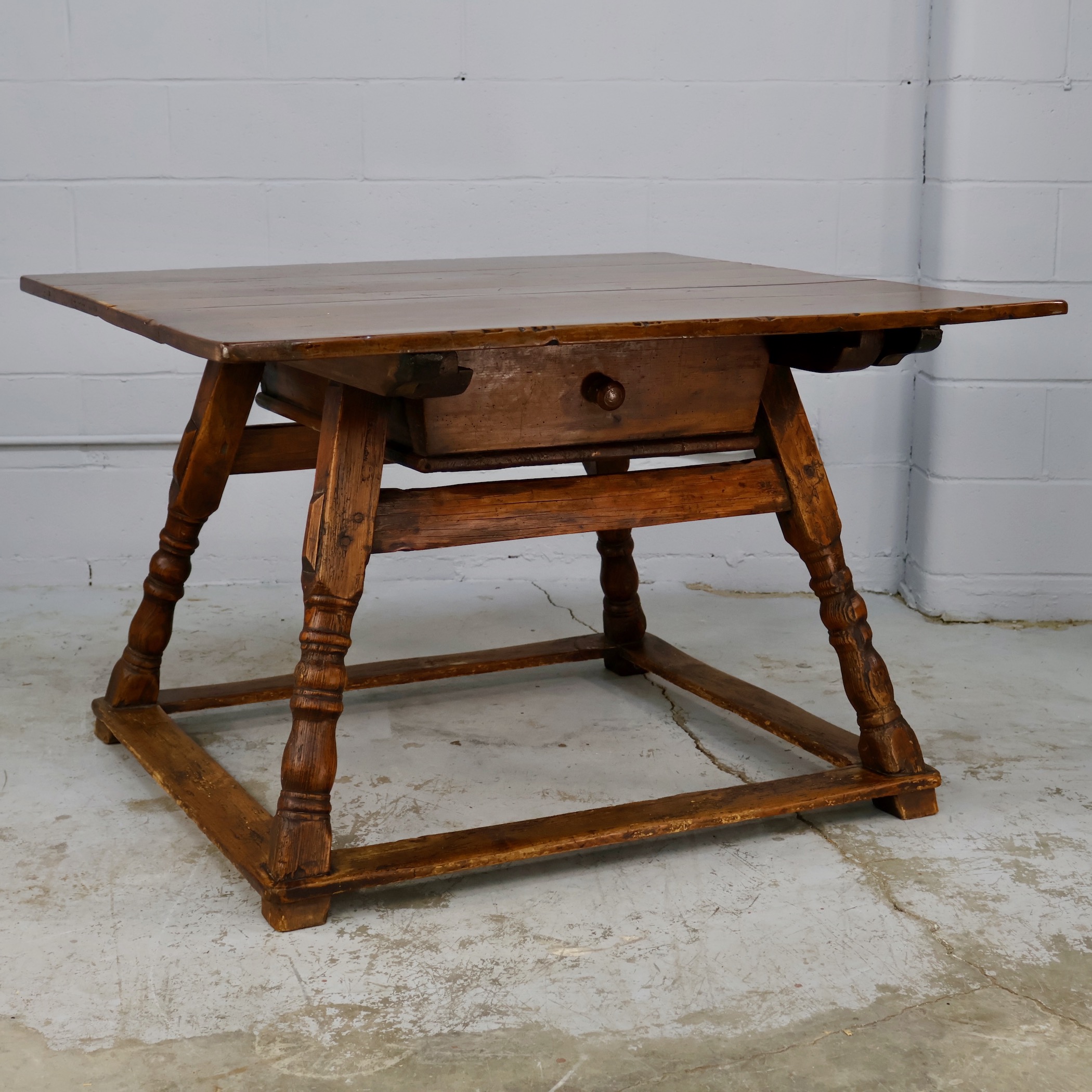 TB667 RUSTIC WOOD PAY TABLE WITH SLIDING TOP AND DRAWER