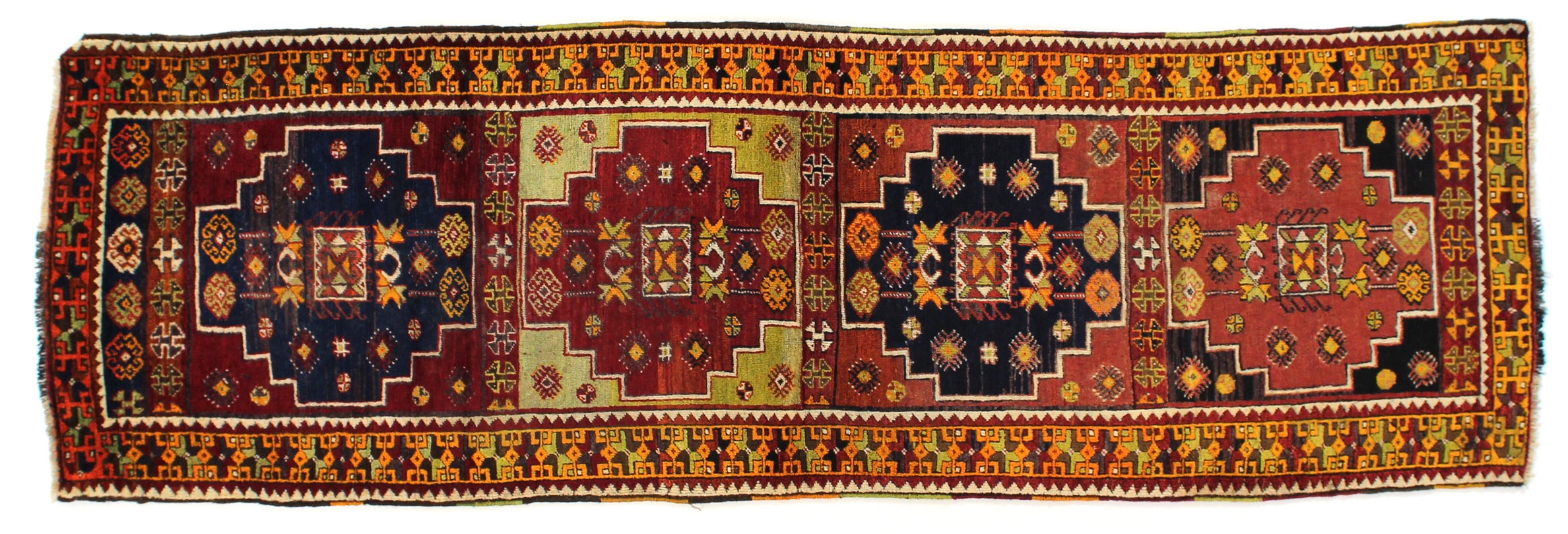 HR454- VINTAGE KURDISH RUG  3.2 X 10.1