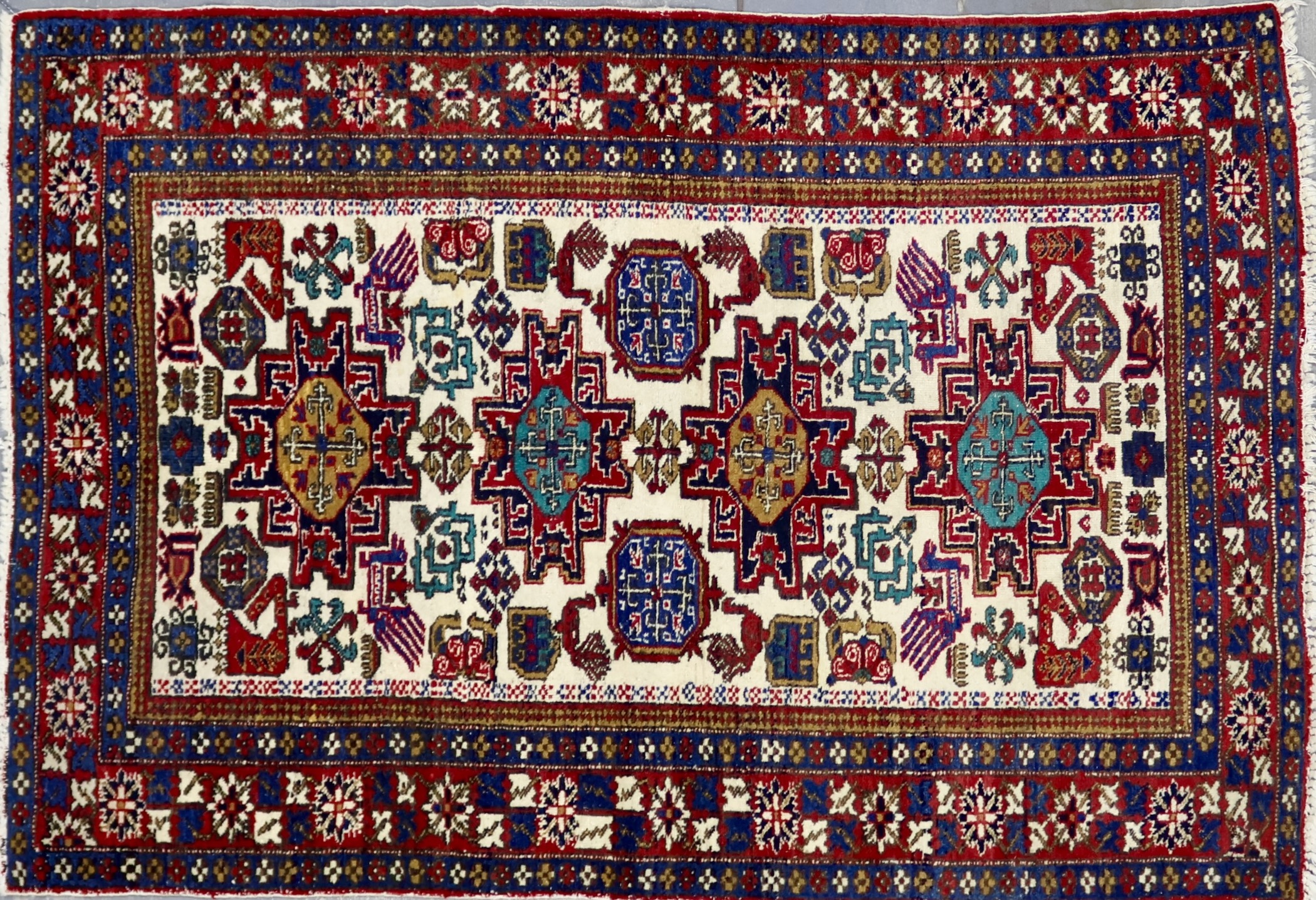 CR3131 VINTAGE 1970s PERSIAN KARAJA RUG 3'6