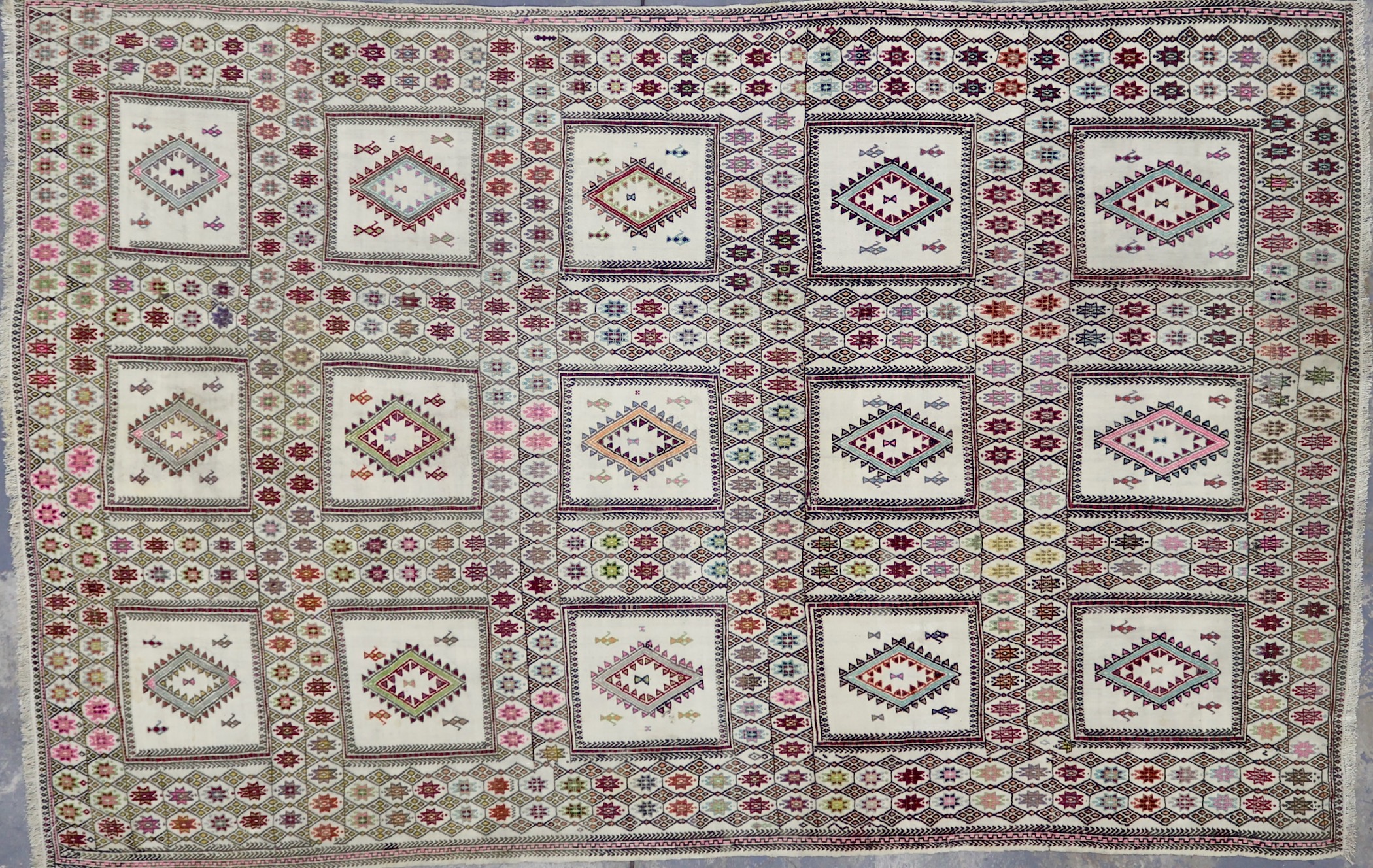 KL8445 ANTIQUE TURKISH OBRUK CICIM KILIM RUG 5'10