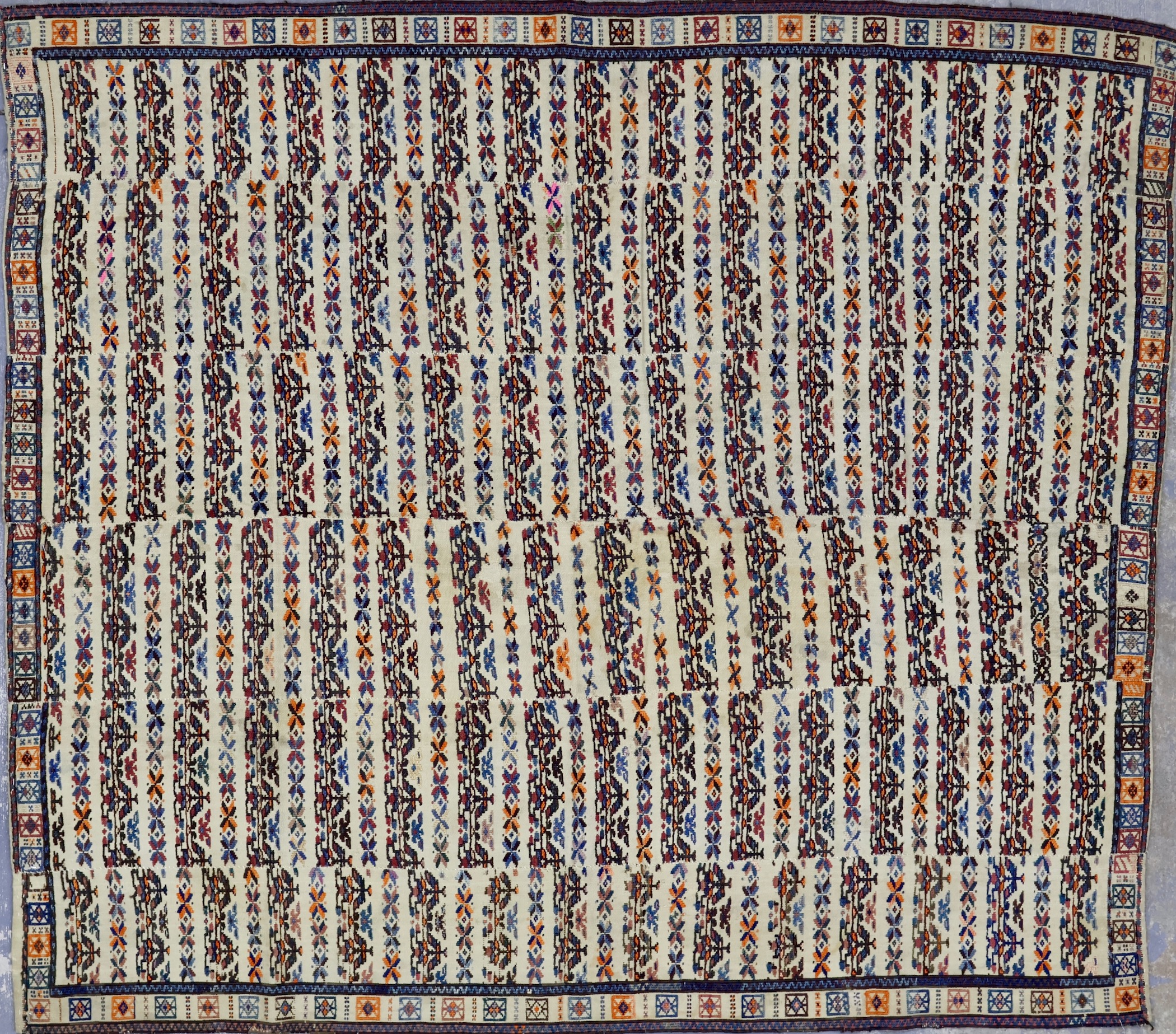 CR5997 ANTIQUE 1900s CAUCASIAN VERNE CICIM KILIM RUG 5'3