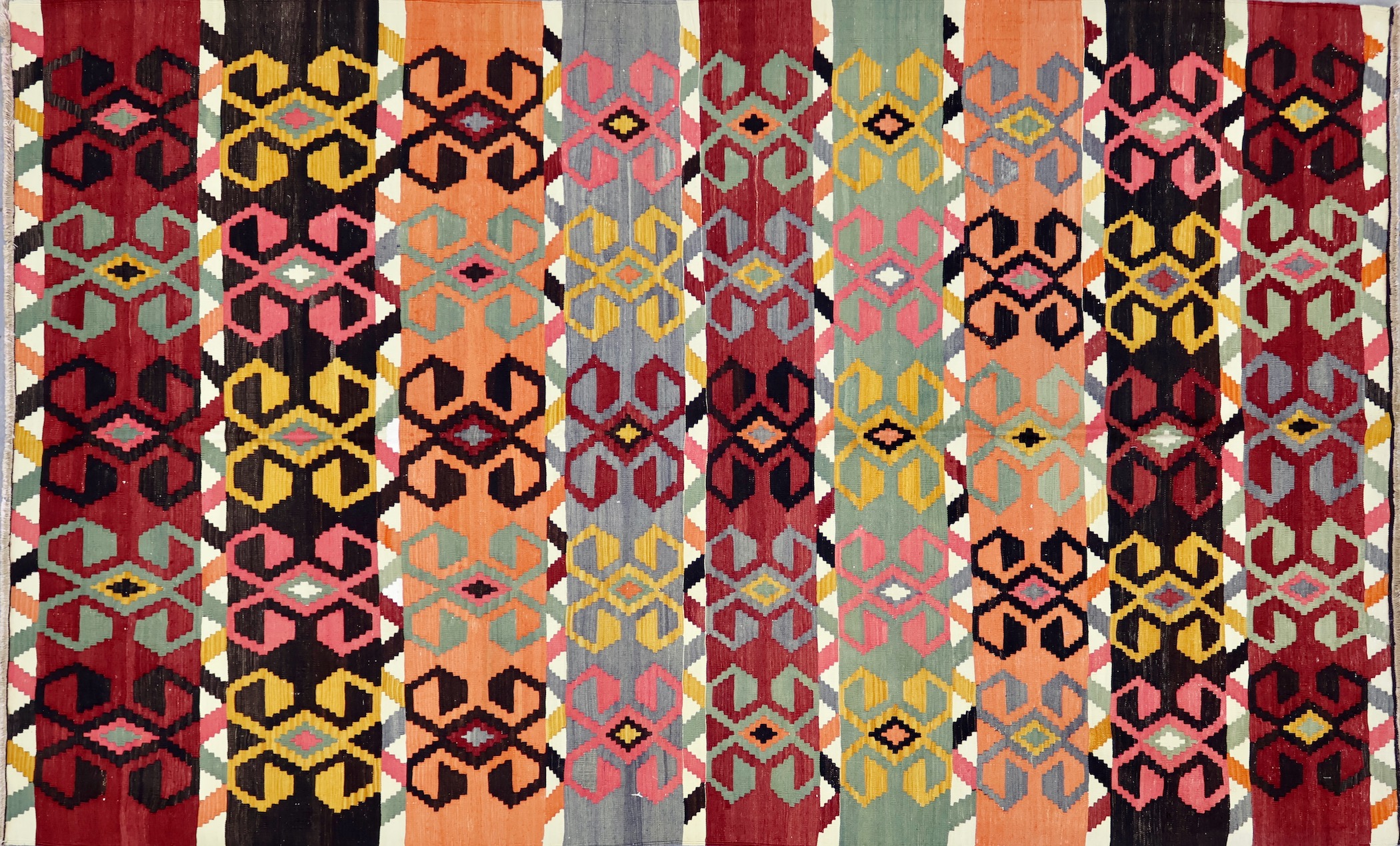 KL4001 VINTAGE 1970s TURKISH KONYA KILIM RUG 6' X 9'8