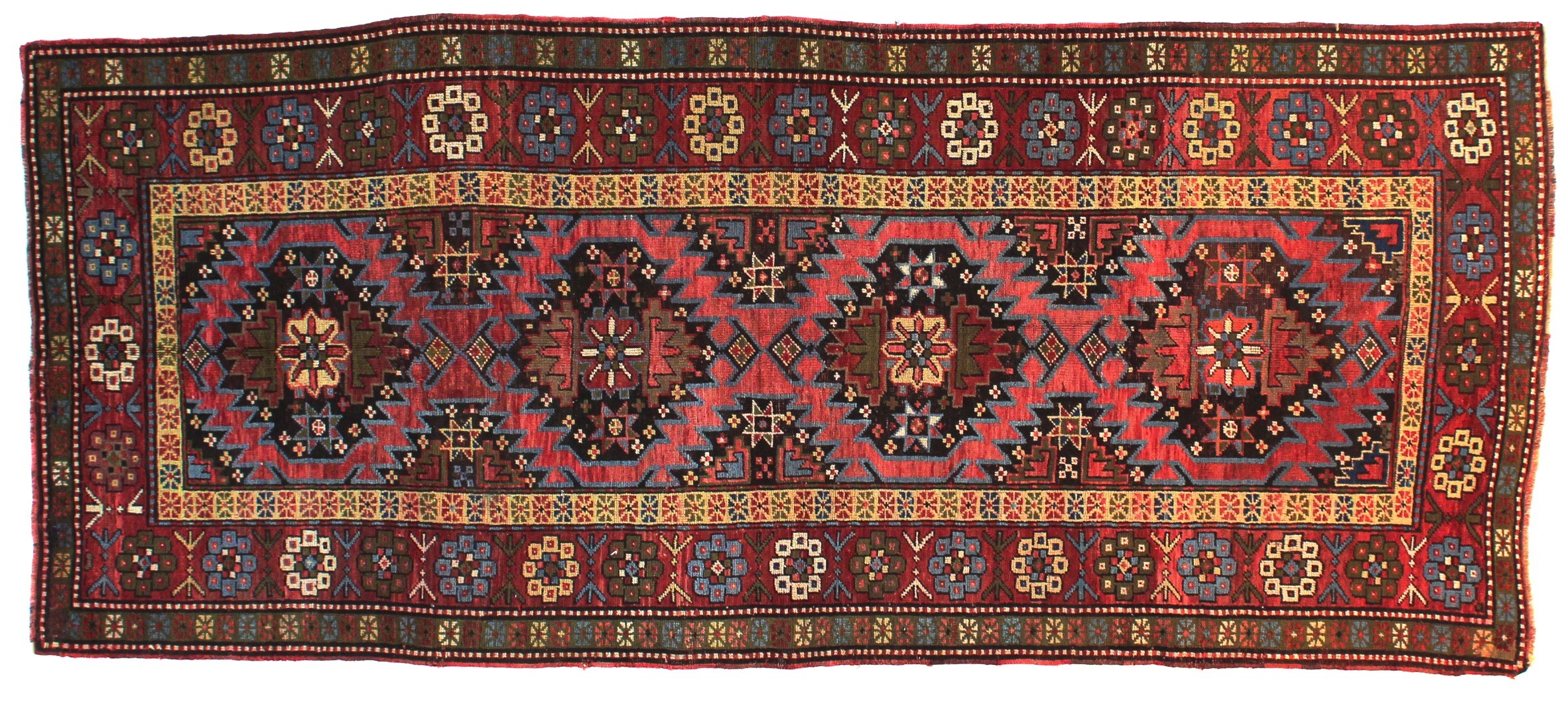 KH311- VINTAGE KAZAK RUG  4.5 X 10.3