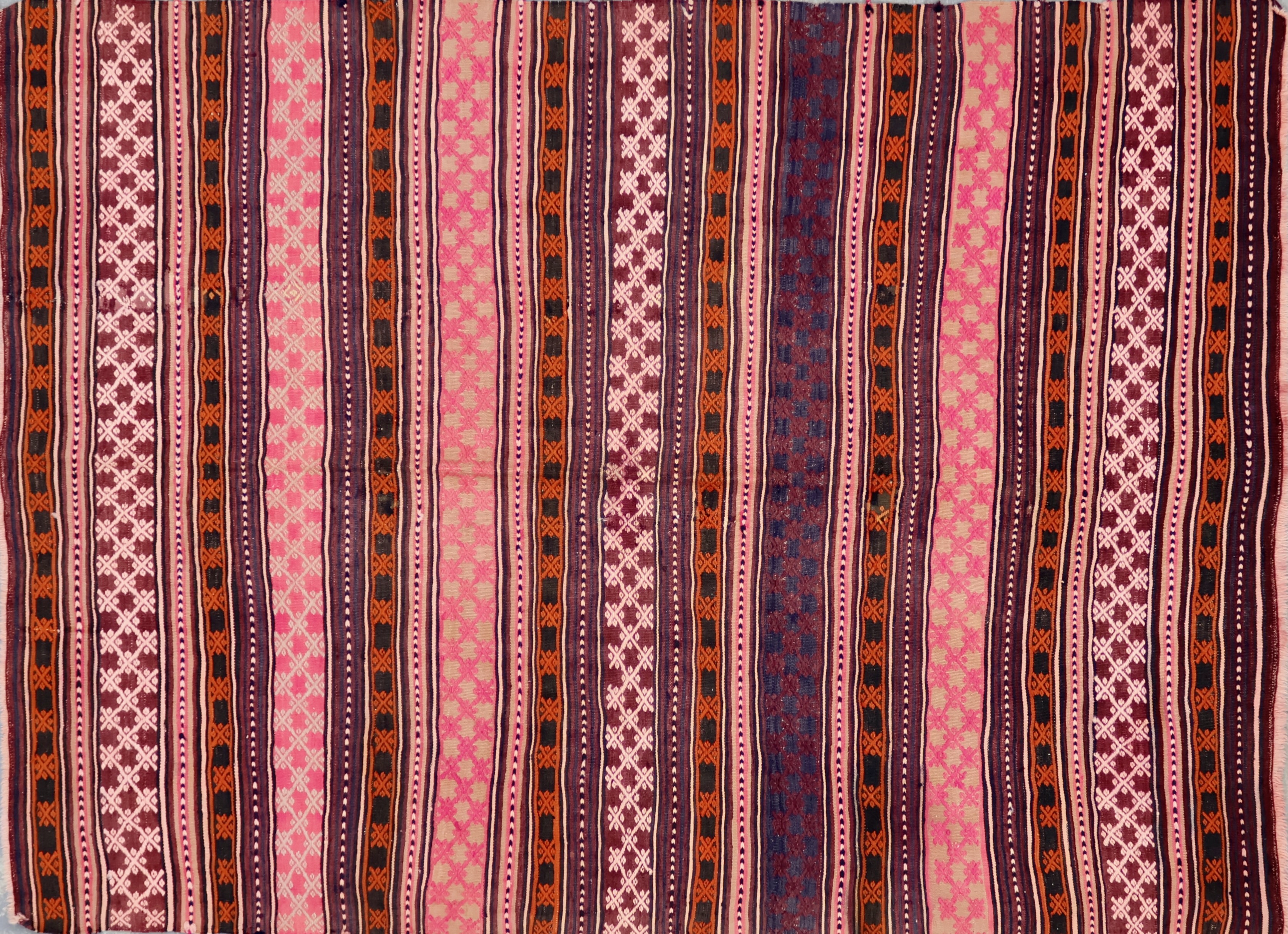 TK342 VINTAGE 1990s TURKISH BALIKESIR KILIM RUG 5'6