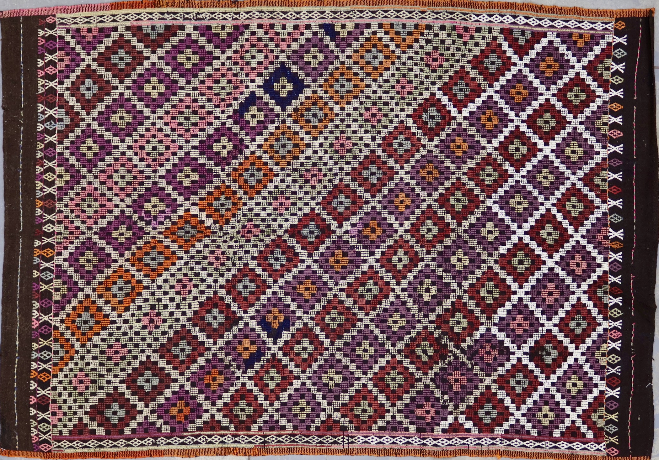 KL7253 VINTAGE 1990s TURKISH KONYA ZILI KILIM RUG 5'8