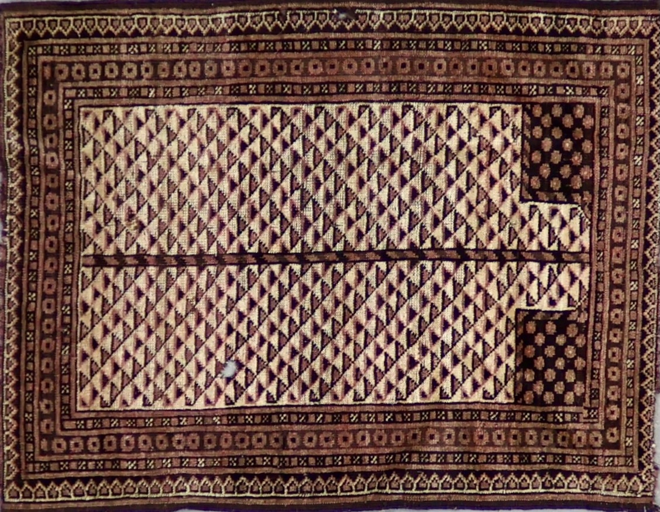 YS1587 ANTIQUE AFGHAN PRAYER RUG 2'5