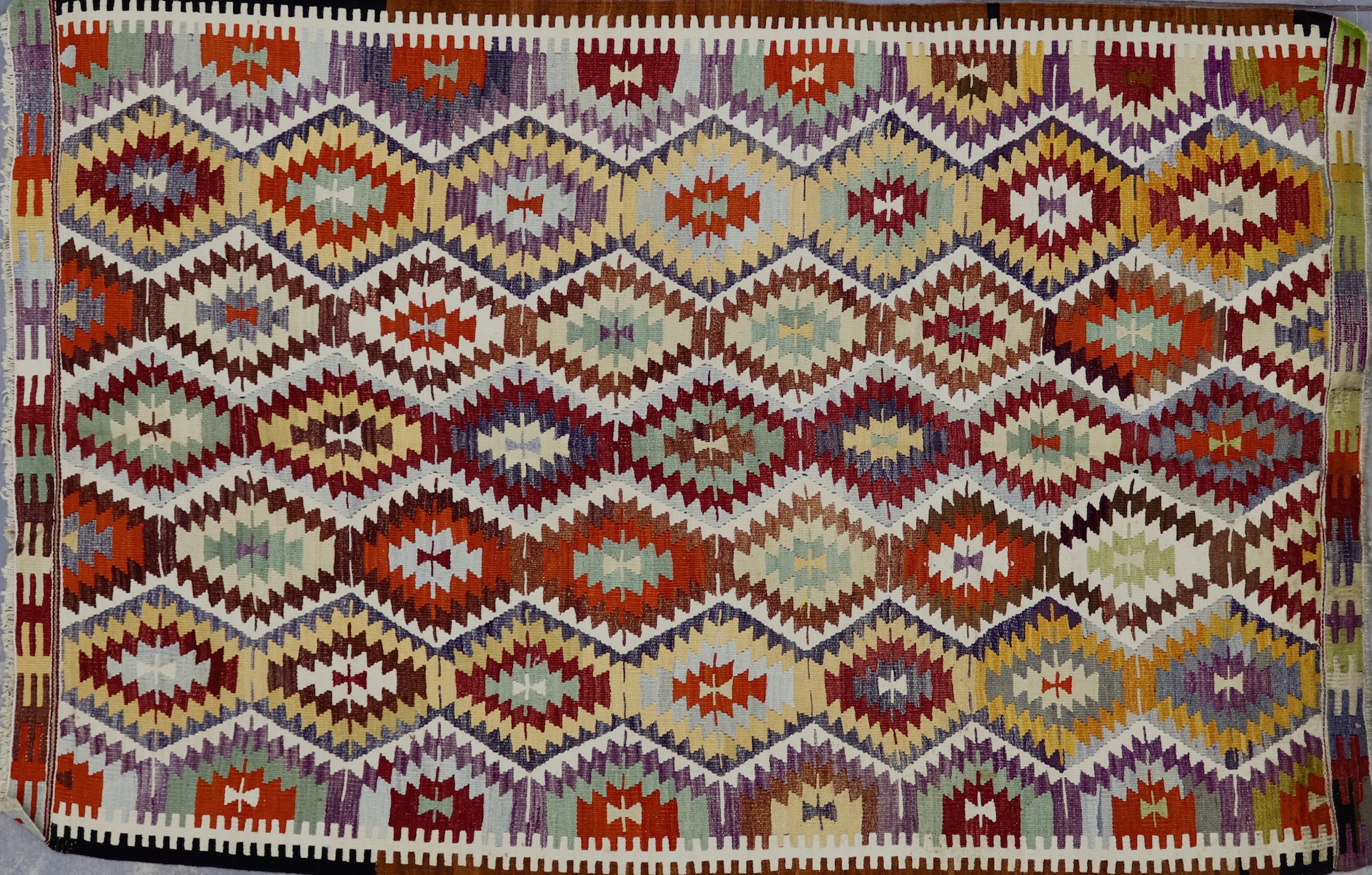 KL4539 VINTAGE 1950s TURKISH KONYA KILIM RUG 5'7