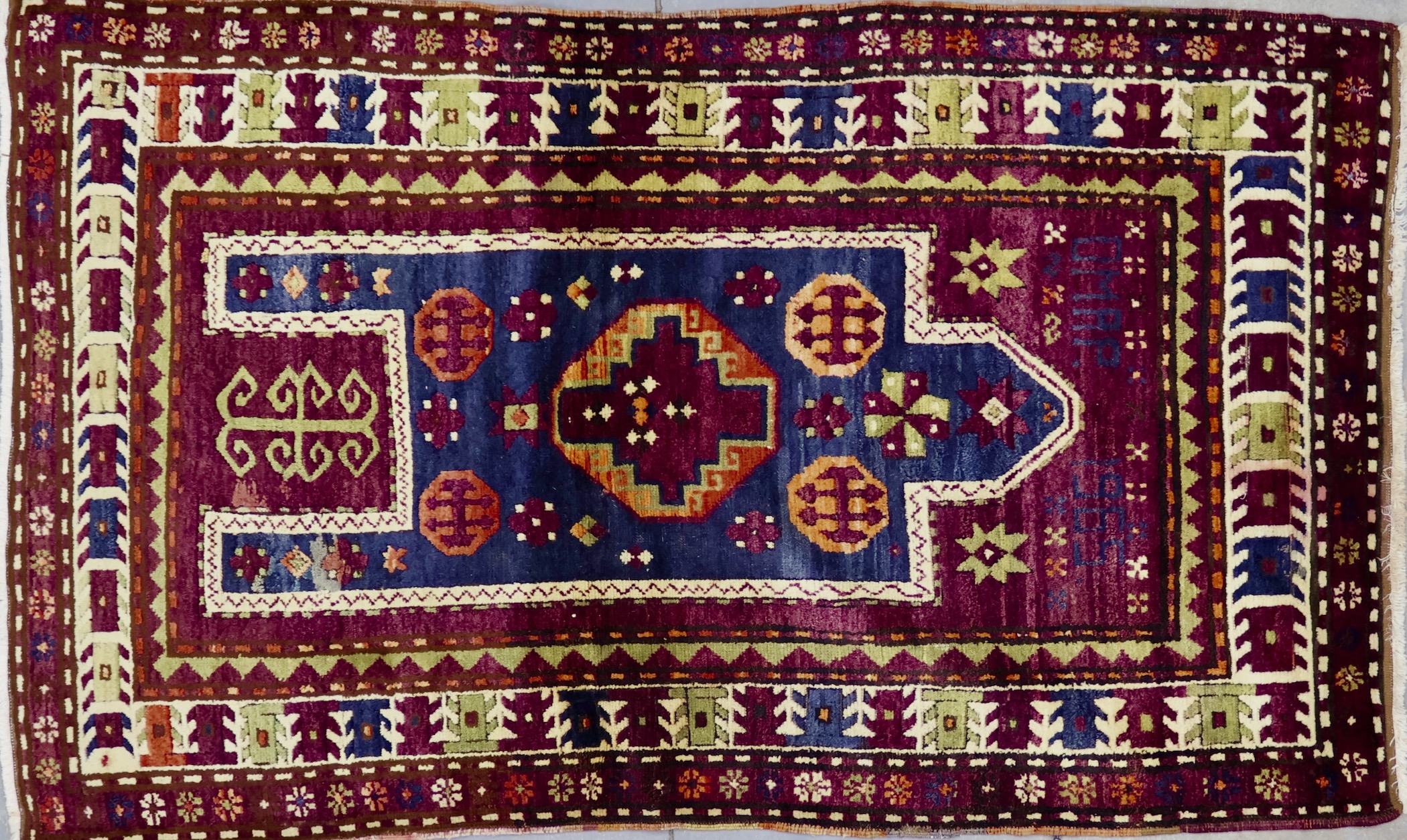 SH452 VINTAGE 1970s CAUCASIAN KAZAK RUG 3'5
