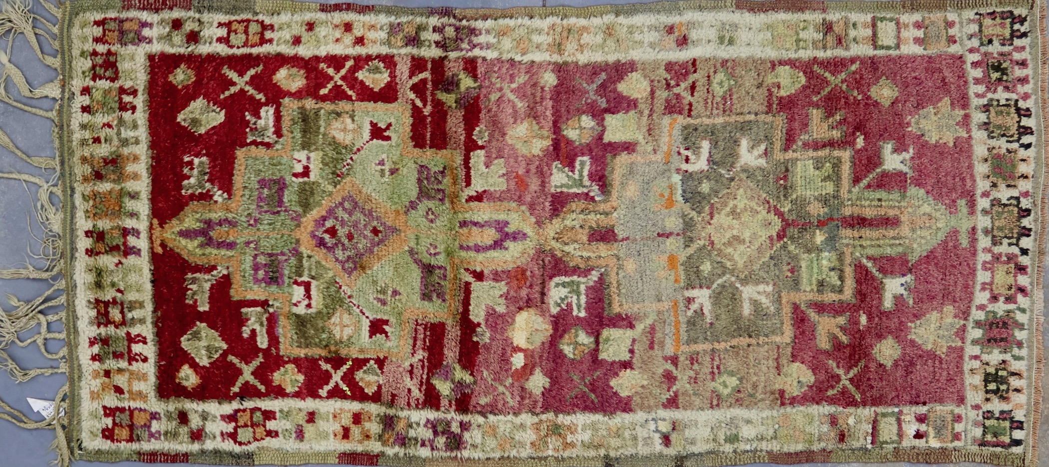 HR337 VINTAGE 1960s KURDISH HERKI RUG 3'7