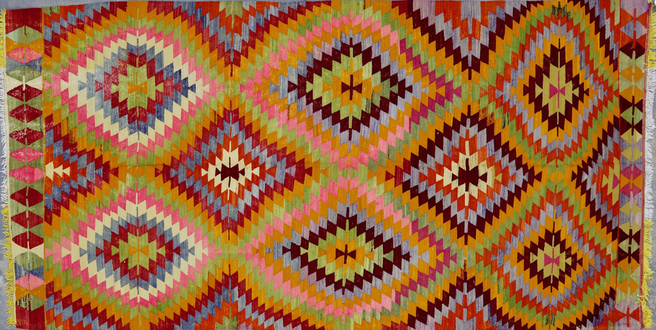 KL8532 VINTAGE 1970s TURKISH AFYON KILIM RUG 5'9