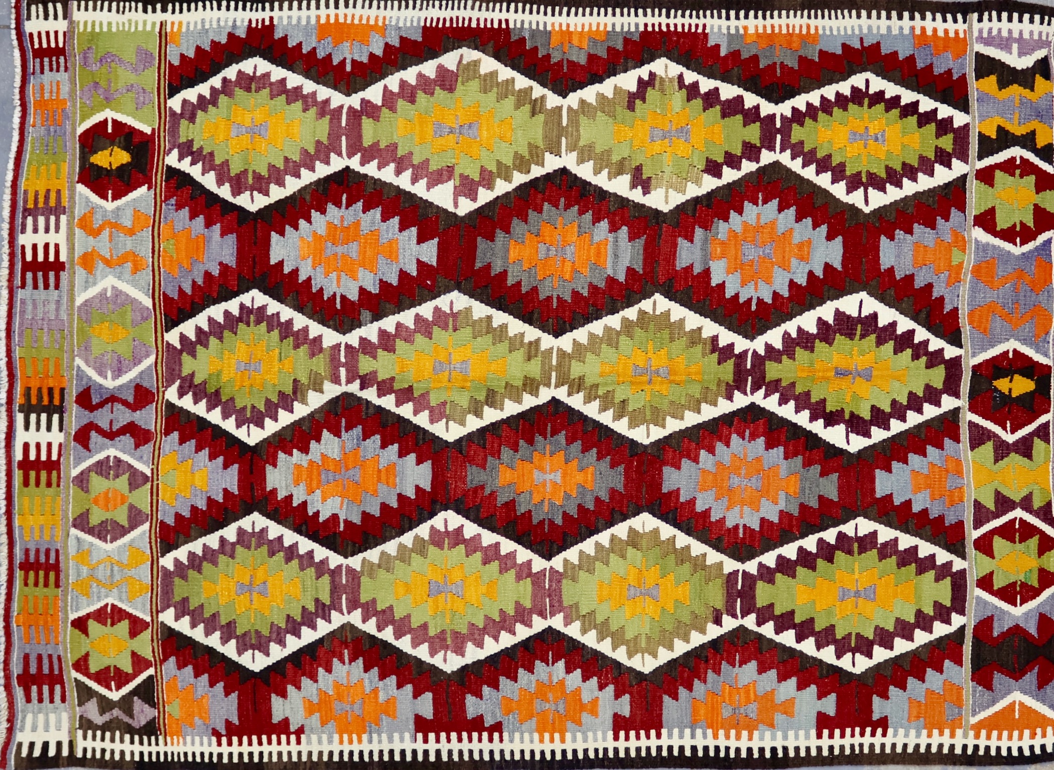 KL3254 VINTAGE 1980s TURKISH KILIM RUG 5' X 6'11